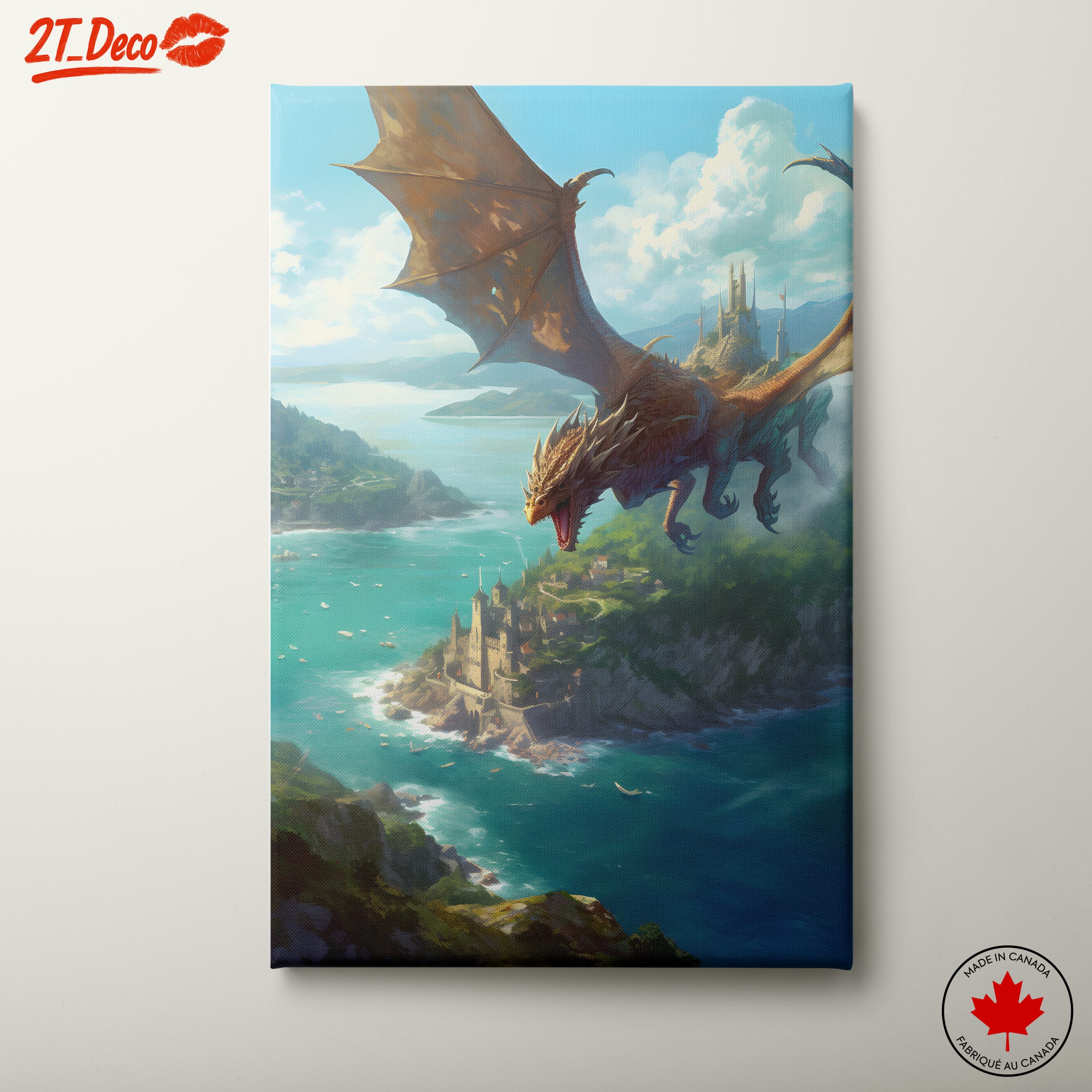 Epic Dragon Over Fantasy Landscape