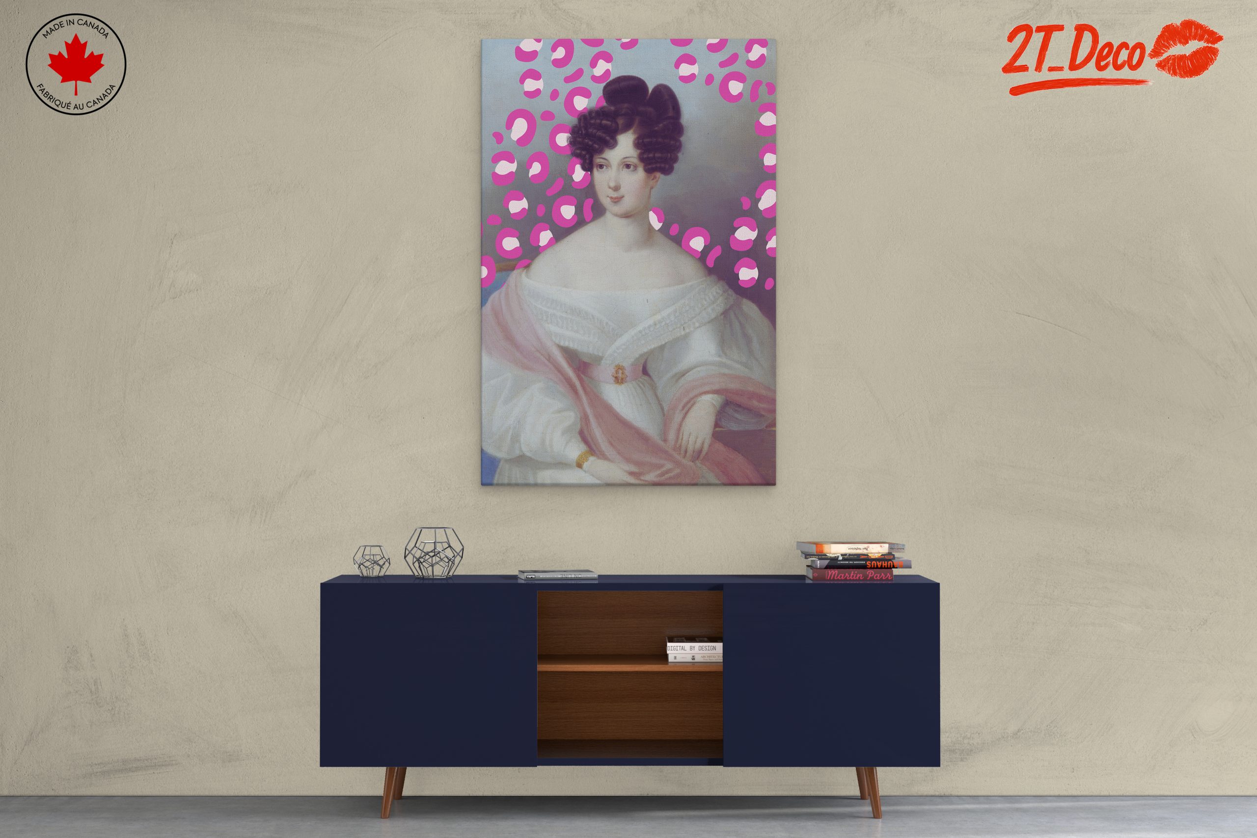 Stylized Historical Portrait with Vibrant Patterns - Image 3