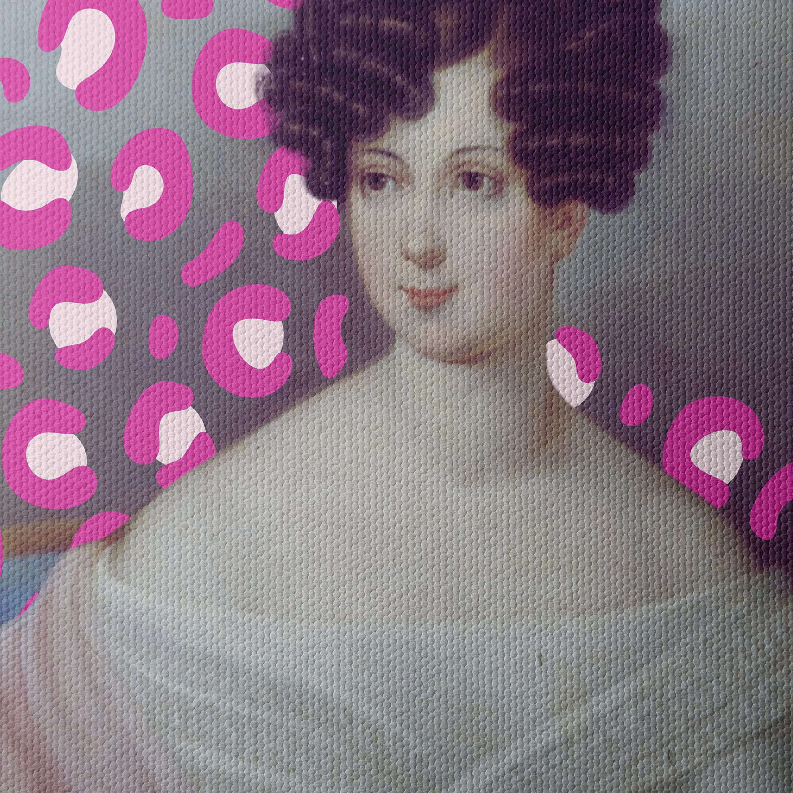 Stylized Historical Portrait with Vibrant Patterns - Image 4