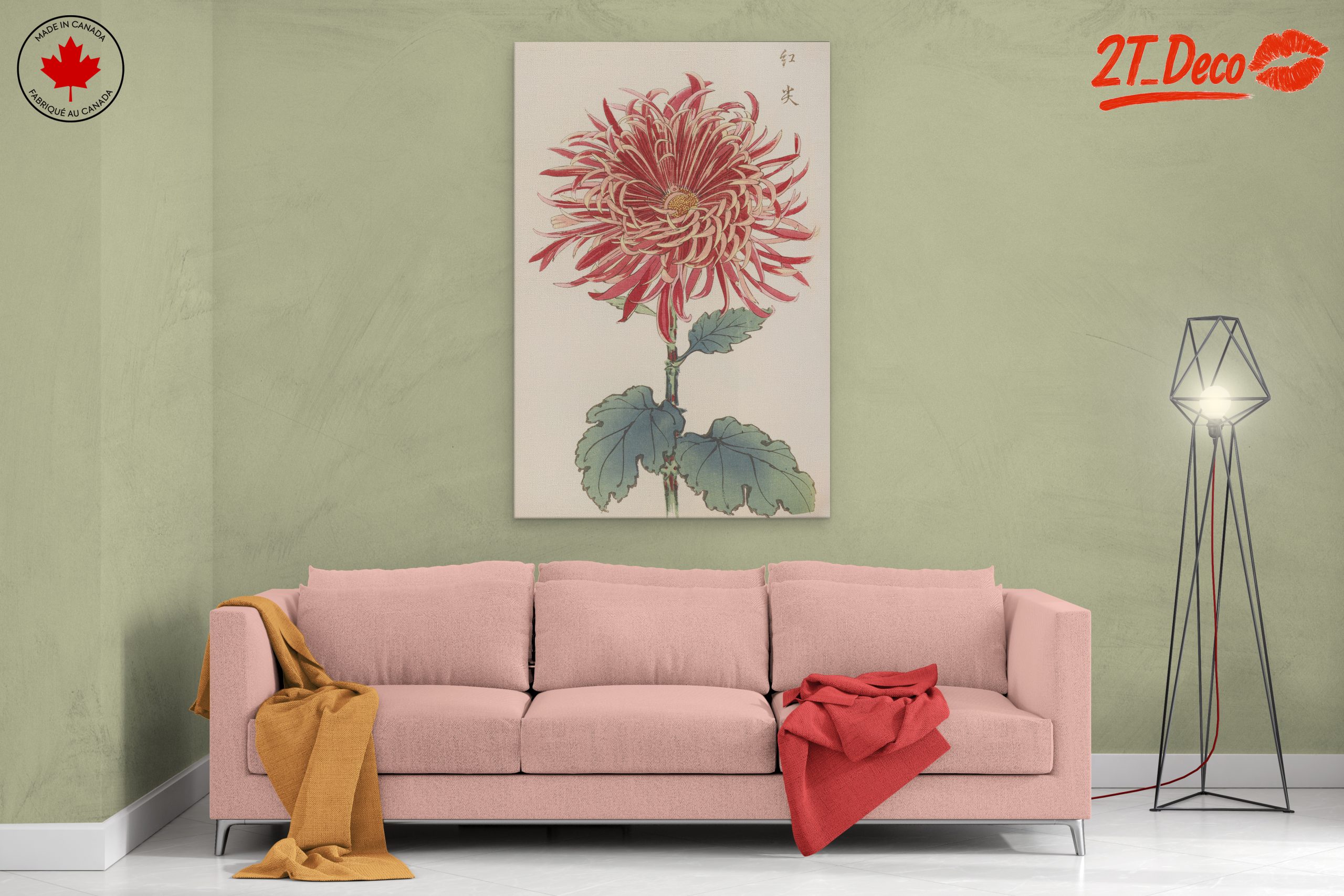 Red Chrysanthemum Botanical Art - Image 2