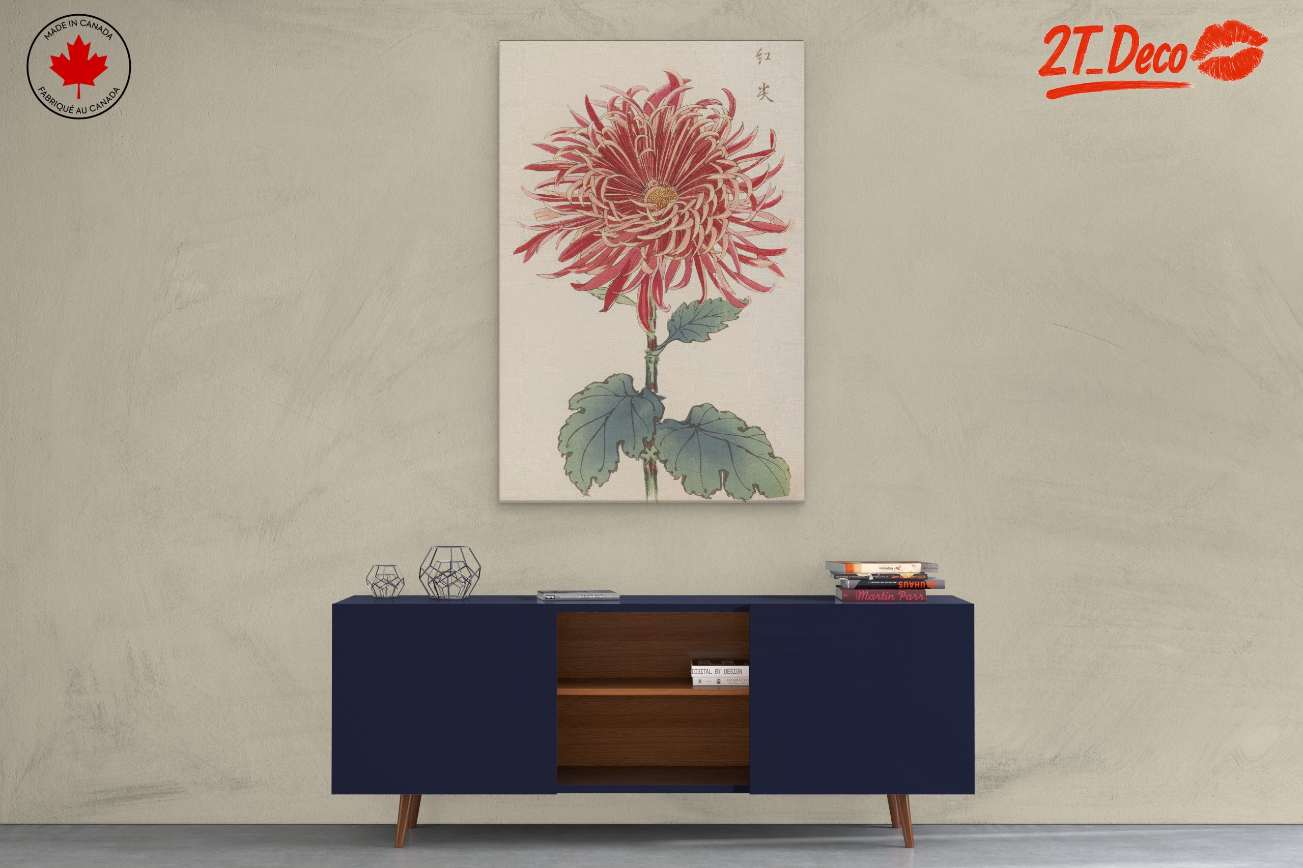 Red Chrysanthemum Botanical Art - Image 3