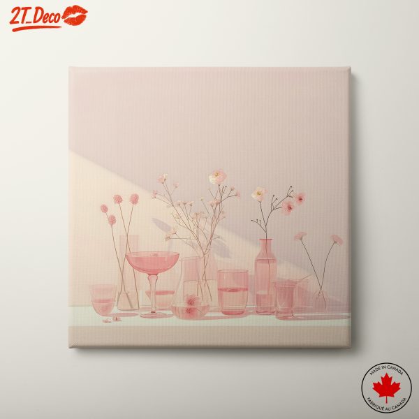 Delicate Floral Arrangement with Pink Glassware