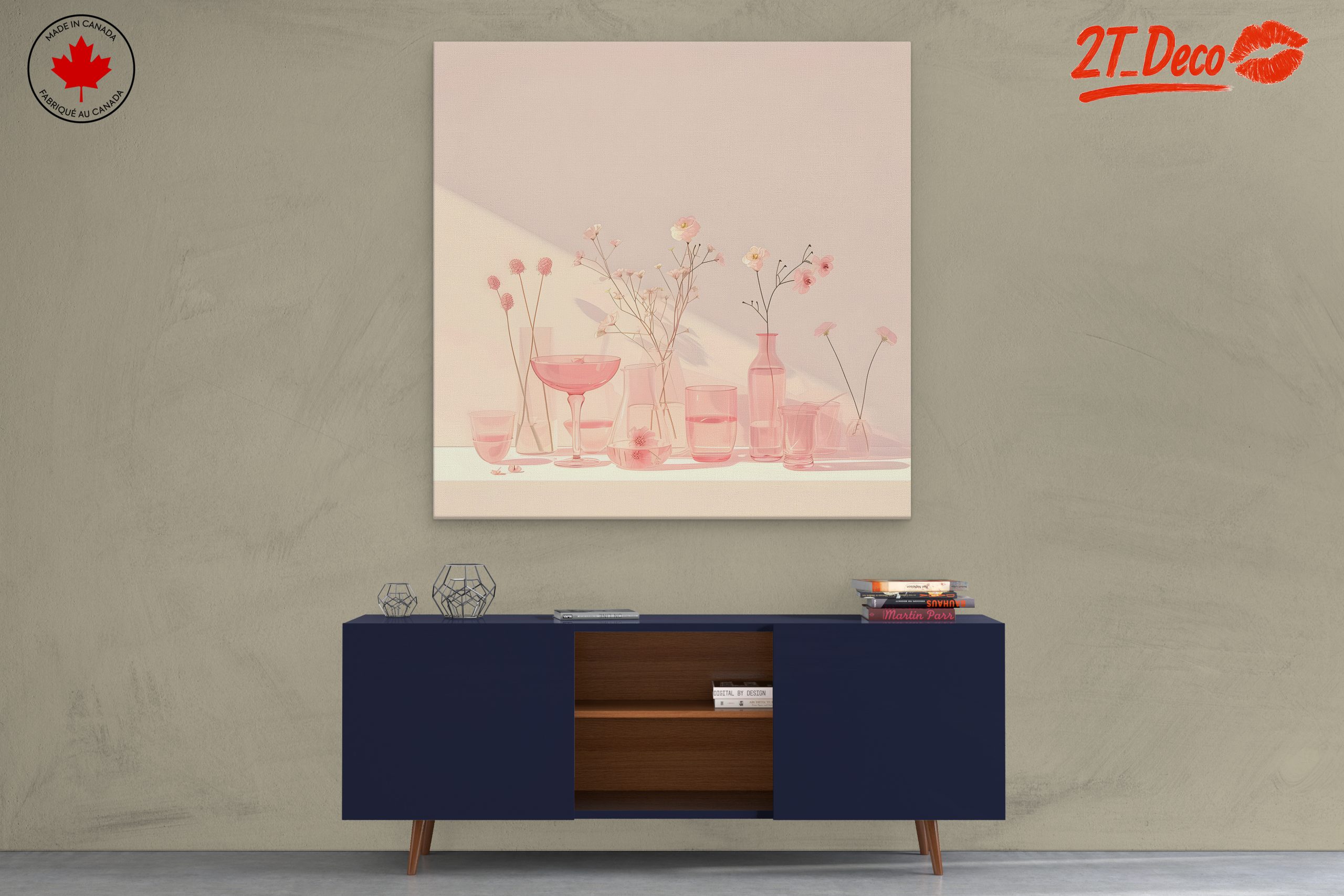 Delicate Floral Arrangement with Pink Glassware - Image 3