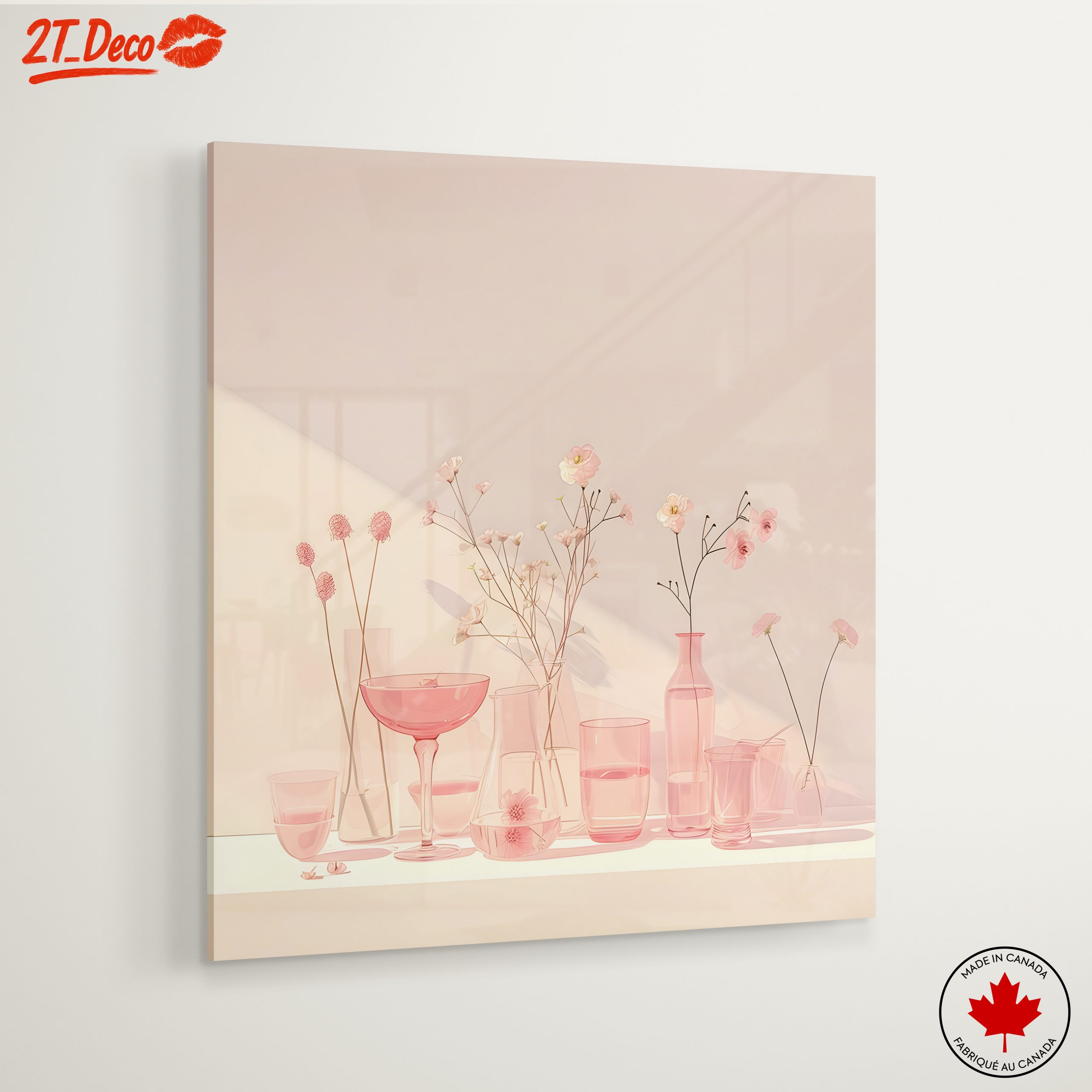 Delicate Floral Arrangement with Pink Glassware - Image 6