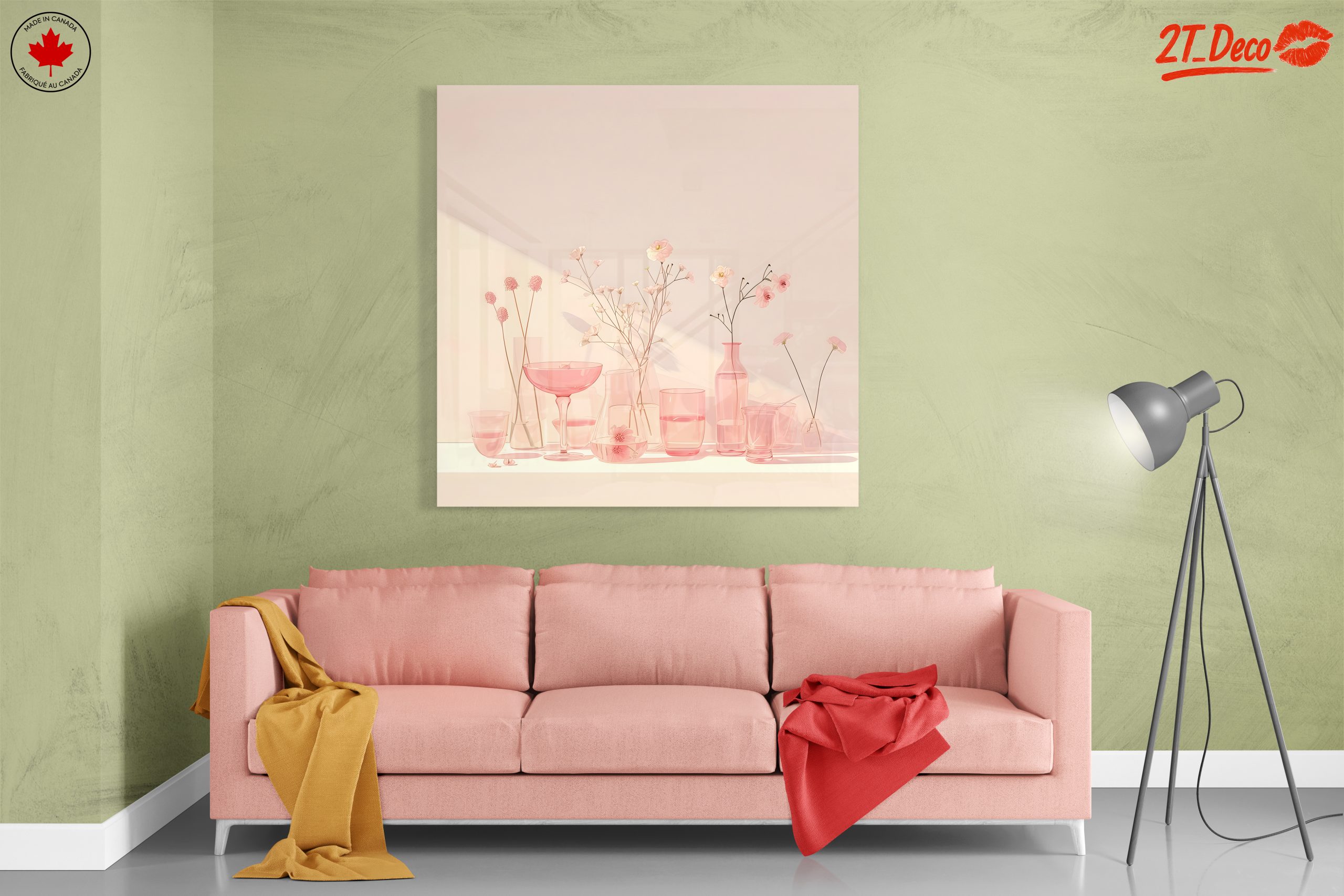 Delicate Floral Arrangement with Pink Glassware - Image 7