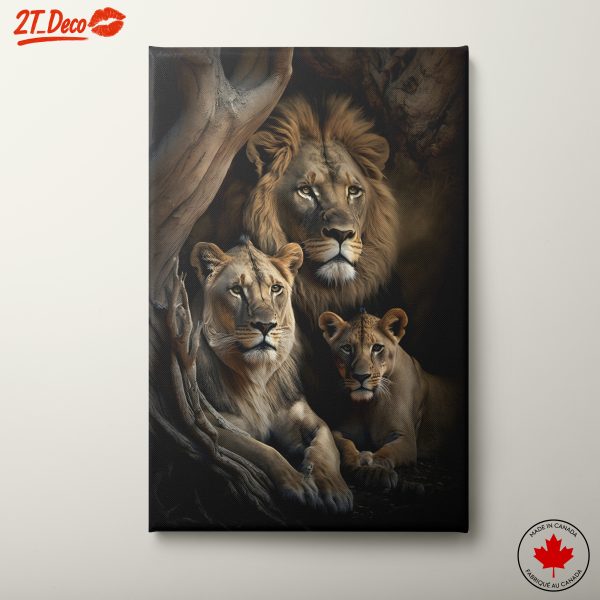 Majestic Lions Family in Artistic Representation