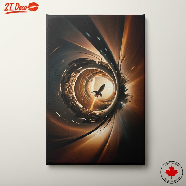 Dynamic Space Adventure Wall Art Featuring a Rocket