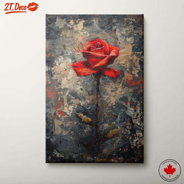 Stylized Red Rose Floral Artwork