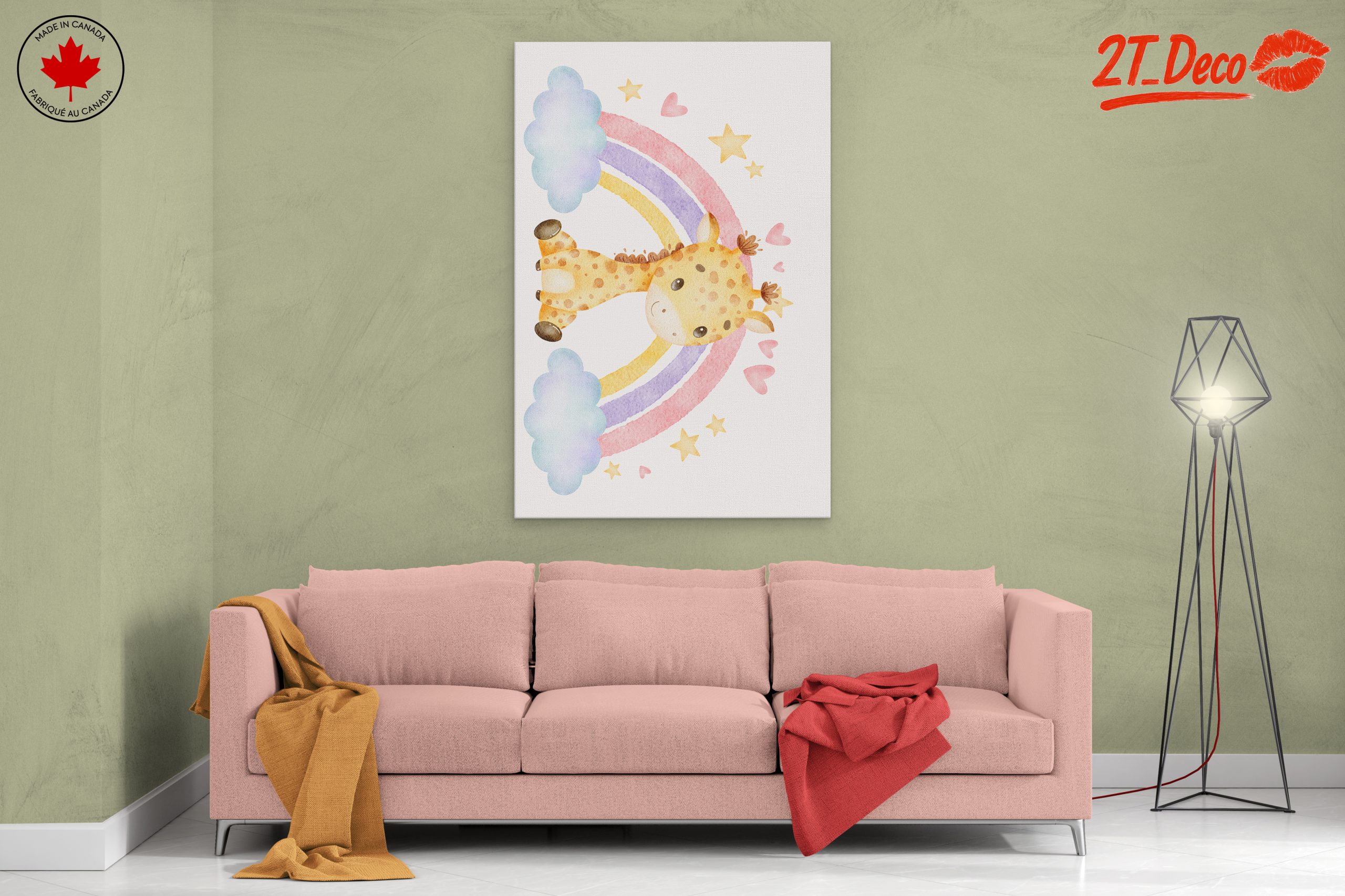 Playful Giraffe with Rainbow and Stars - Image 2