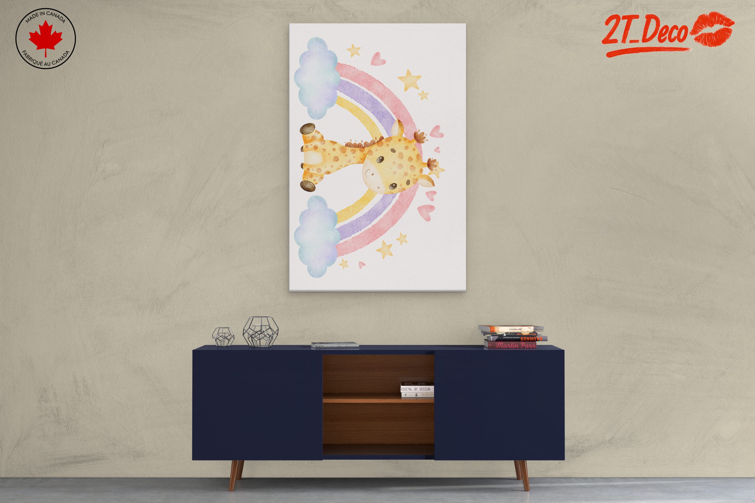 Playful Giraffe with Rainbow and Stars - Image 3
