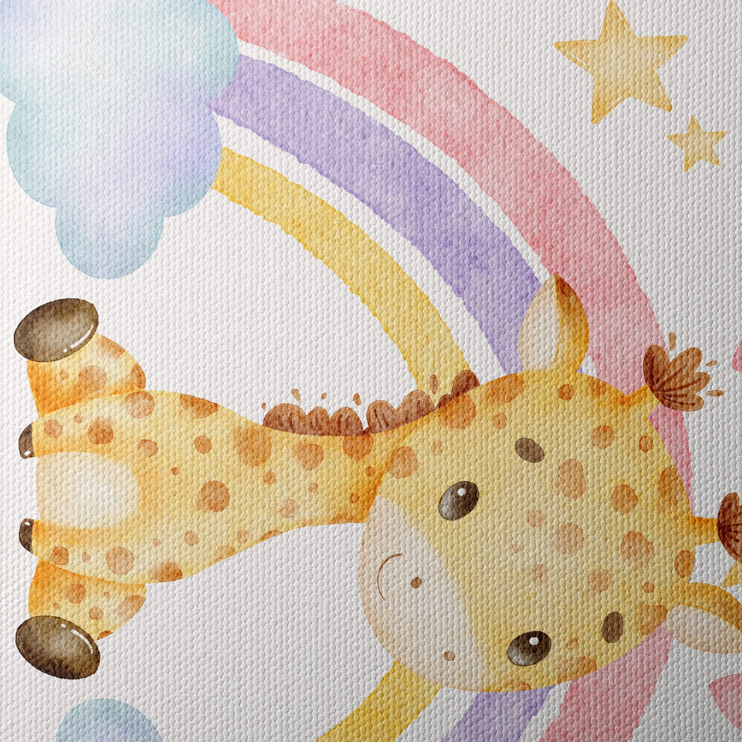 Playful Giraffe with Rainbow and Stars - Image 4