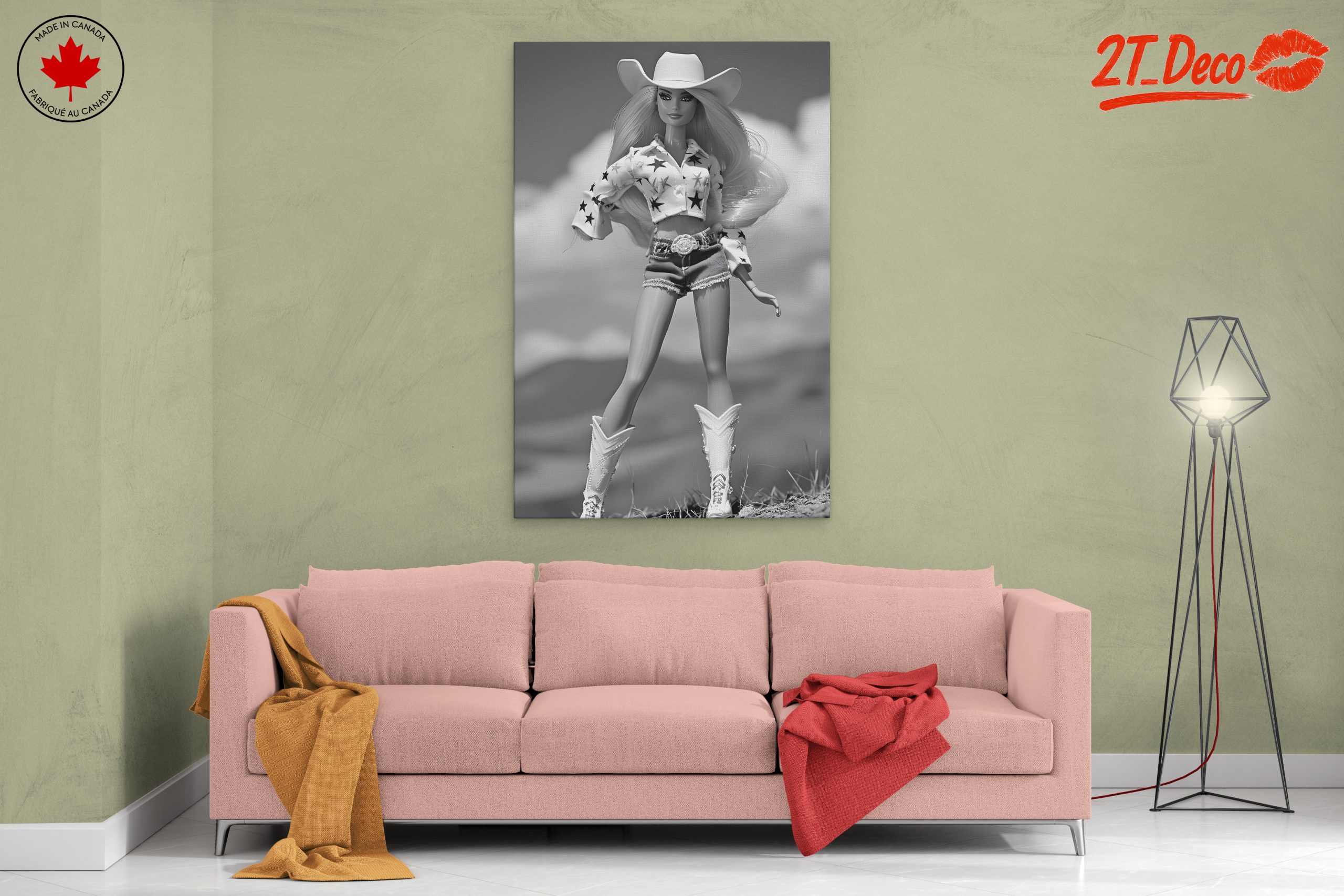 Stylish Cowgirl Figure in Black and White - Image 2