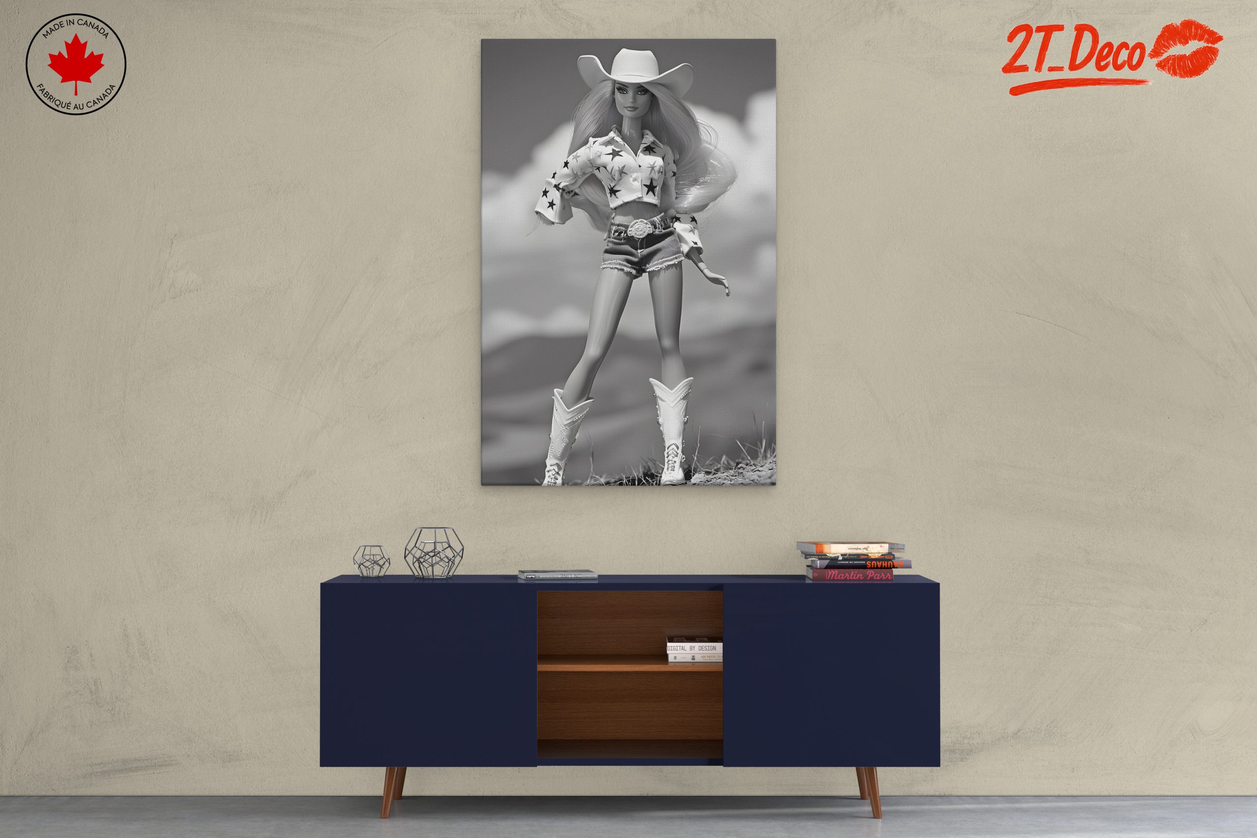 Stylish Cowgirl Figure in Black and White - Image 3