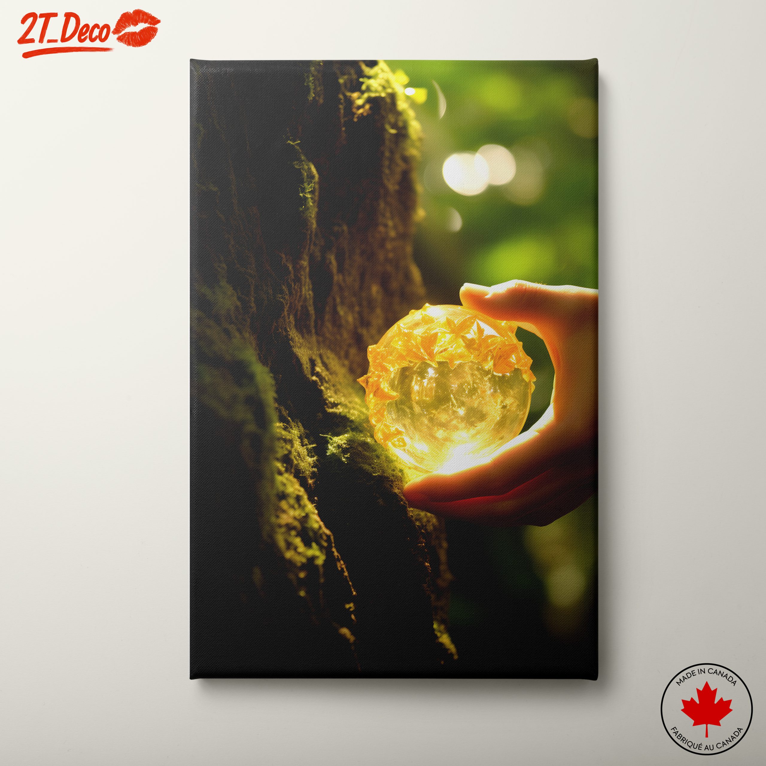 Glowing Orb in Lush Greenery