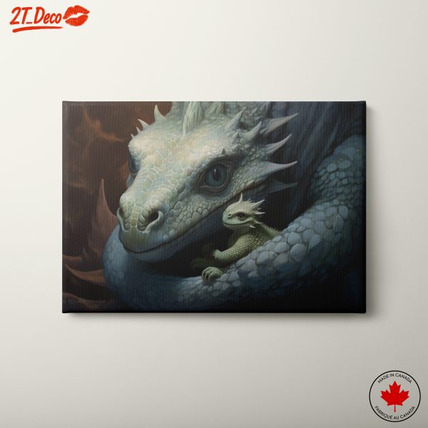 Majestic Dragons and their Young in Mystical Setting