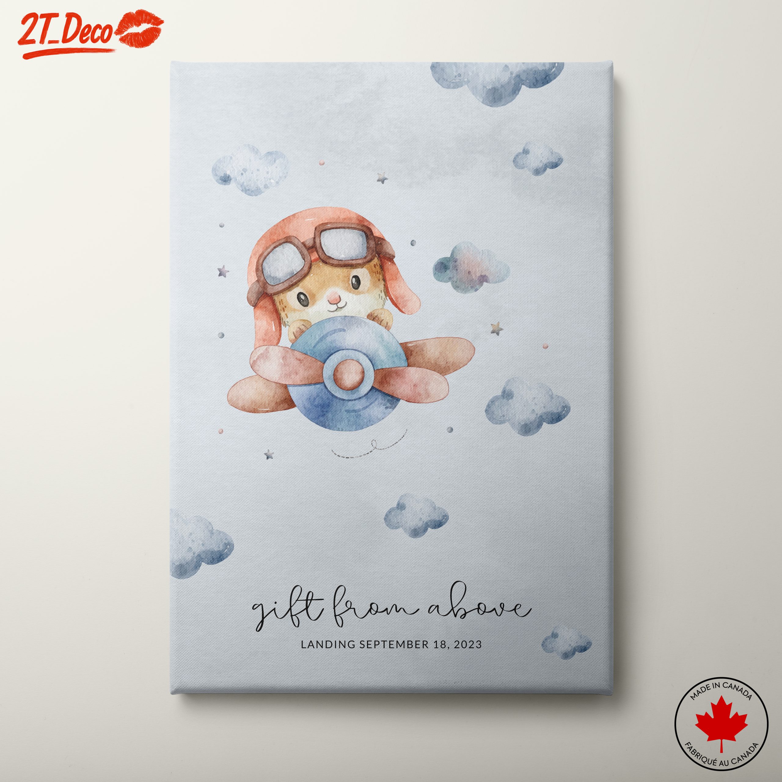 Cute Playful Animal Artwork with Clouds