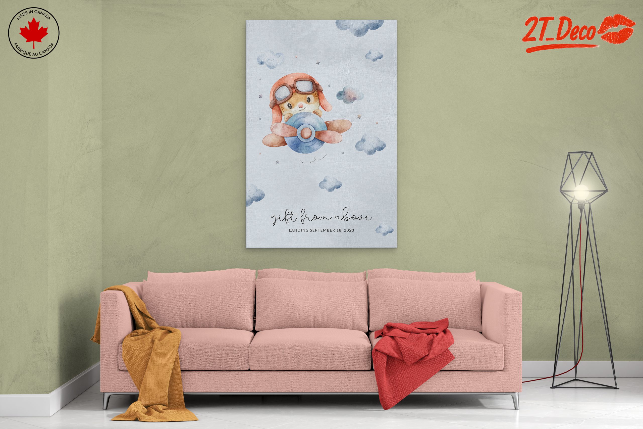 Cute Playful Animal Artwork with Clouds - Image 2