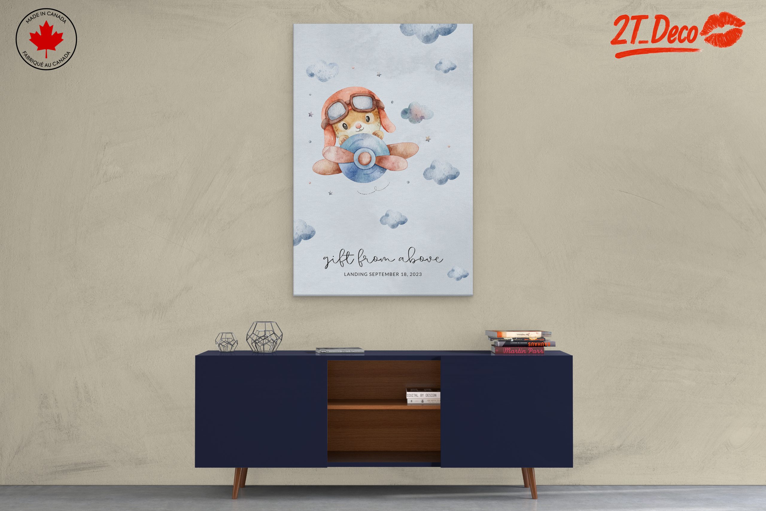 Cute Playful Animal Artwork with Clouds - Image 3