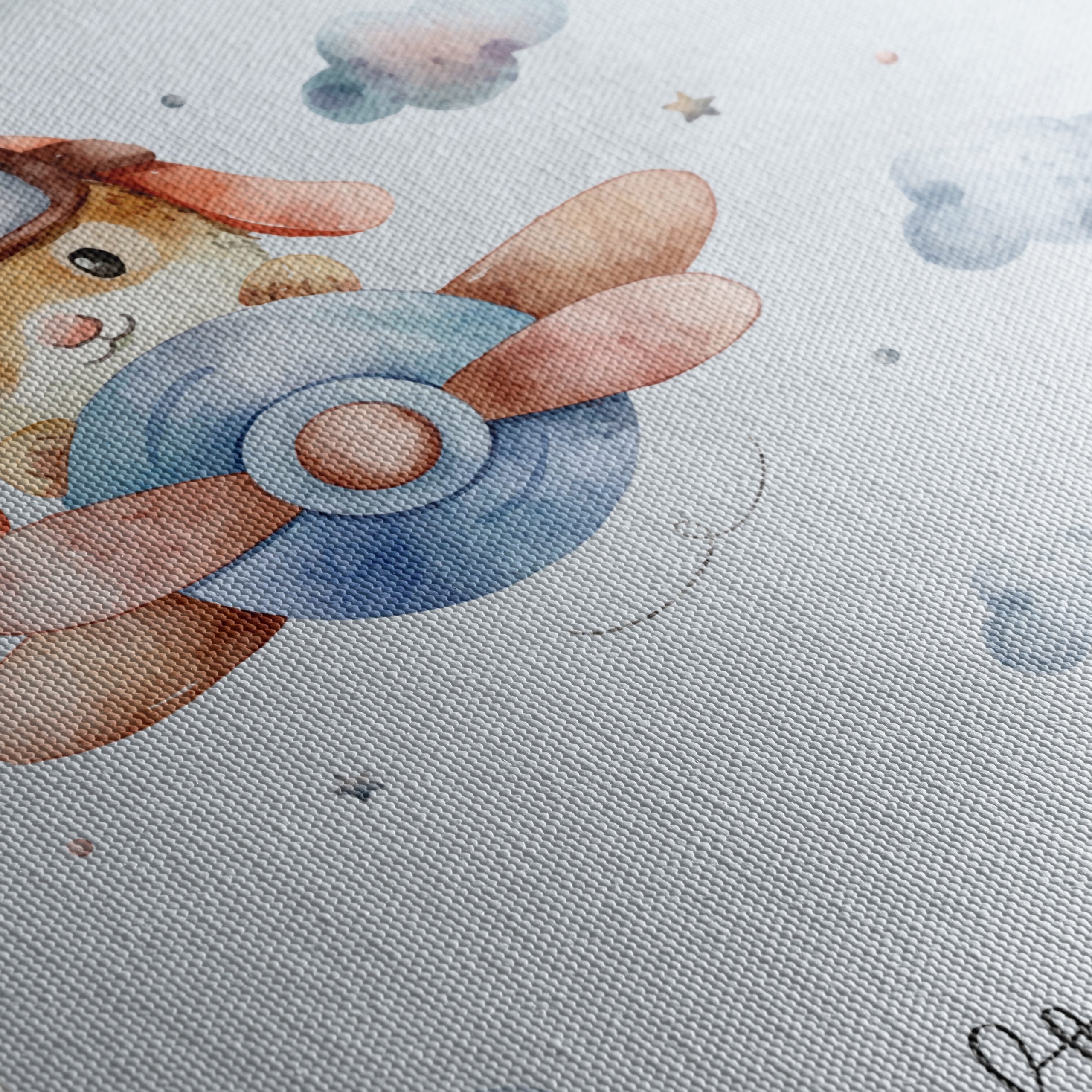 Cute Playful Animal Artwork with Clouds - Image 5