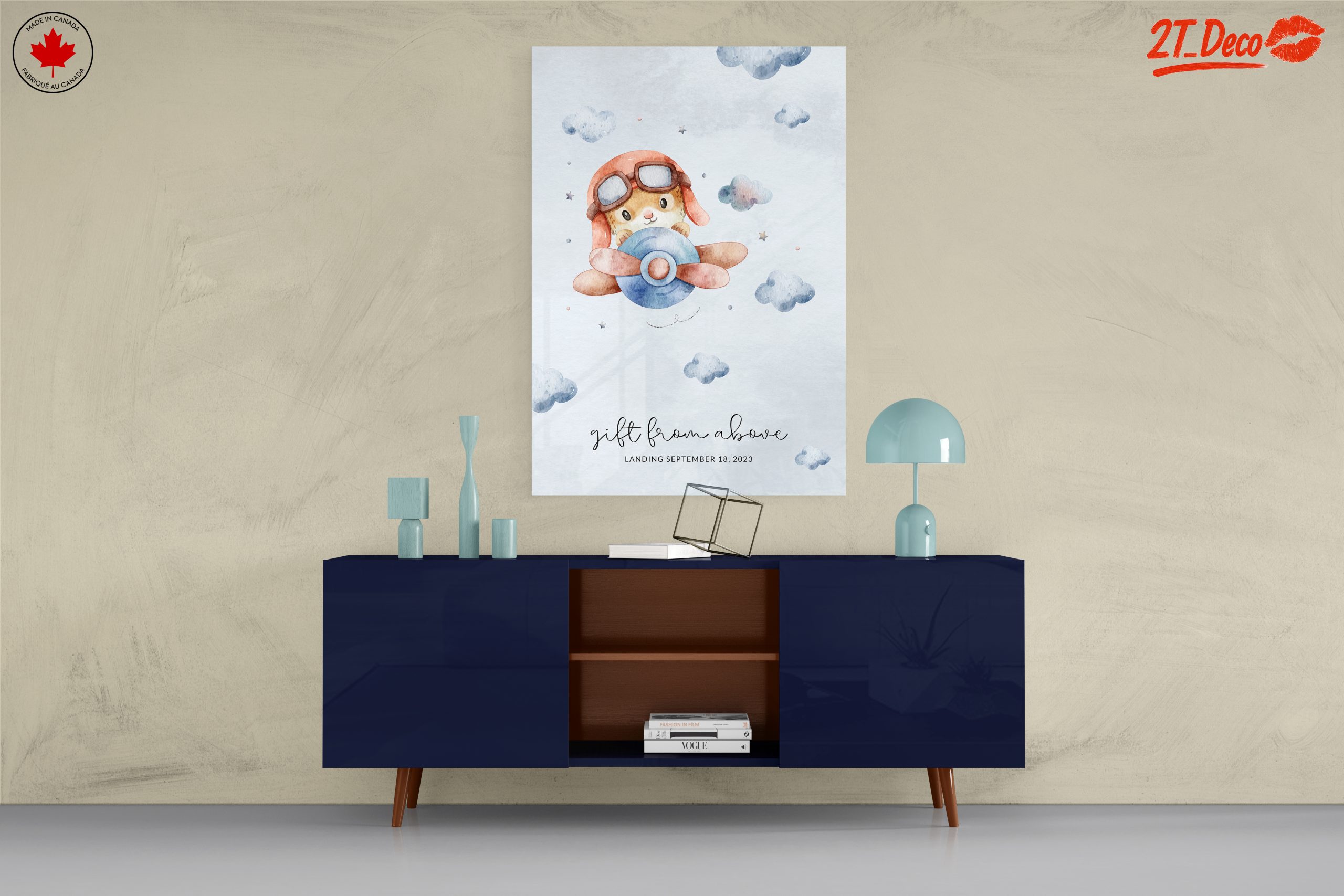 Cute Playful Animal Artwork with Clouds - Image 8
