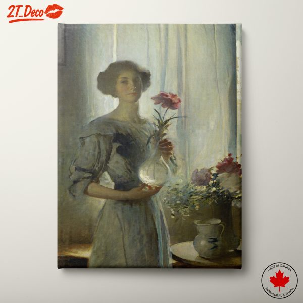 Serene Woman with Flowers in Natural Light