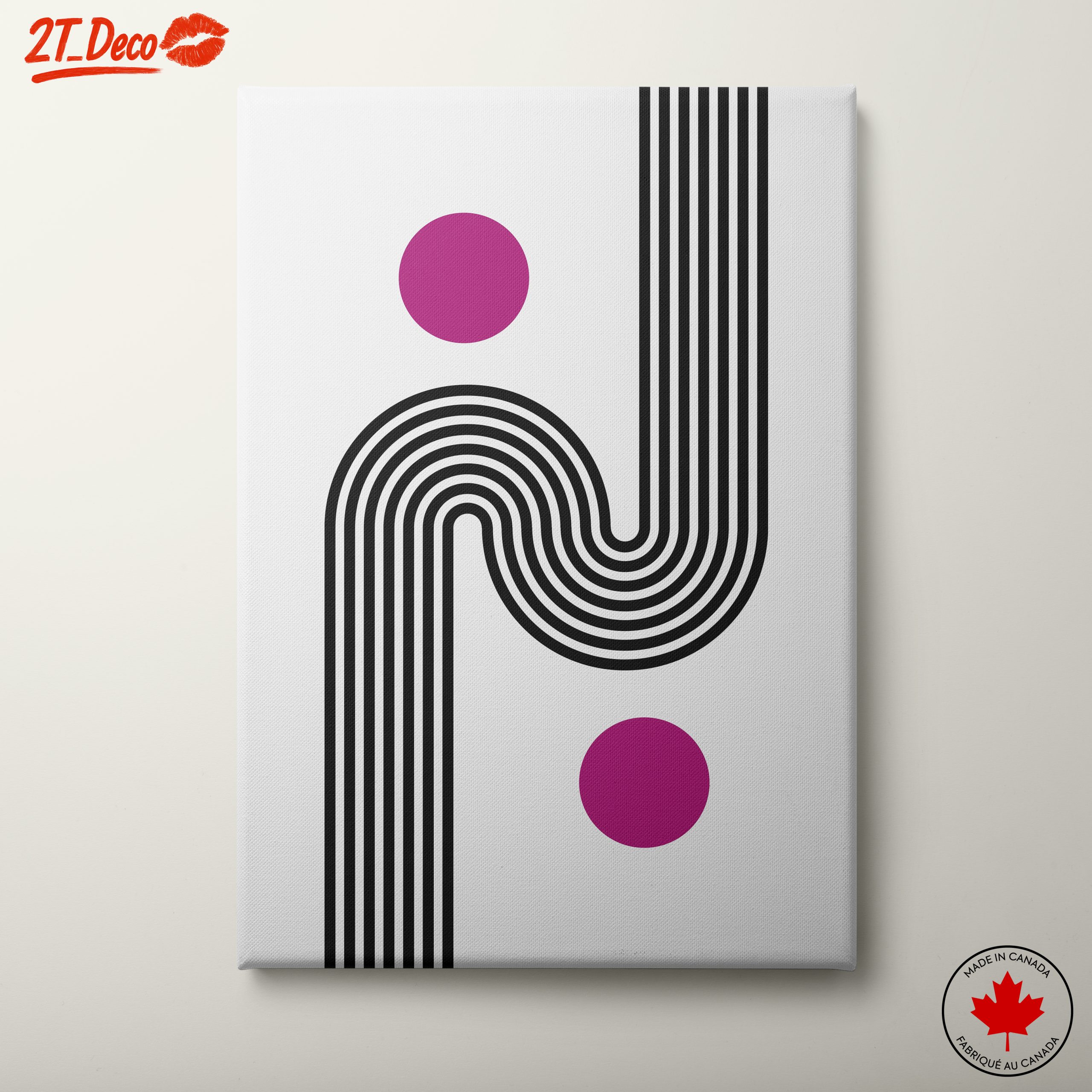 Bold Geometric Abstract Art with Pink Accents