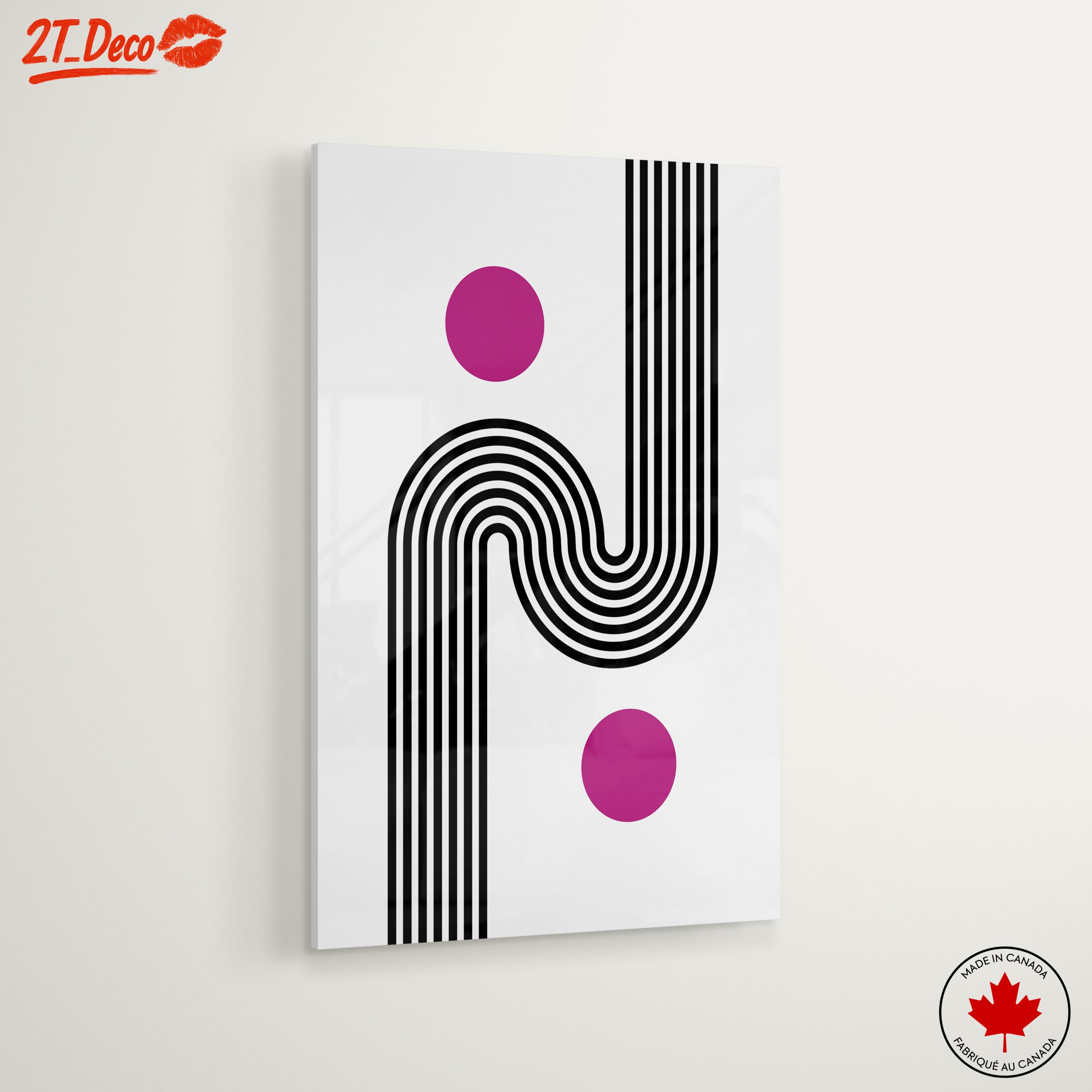 Bold Geometric Abstract Art with Pink Accents - Image 6