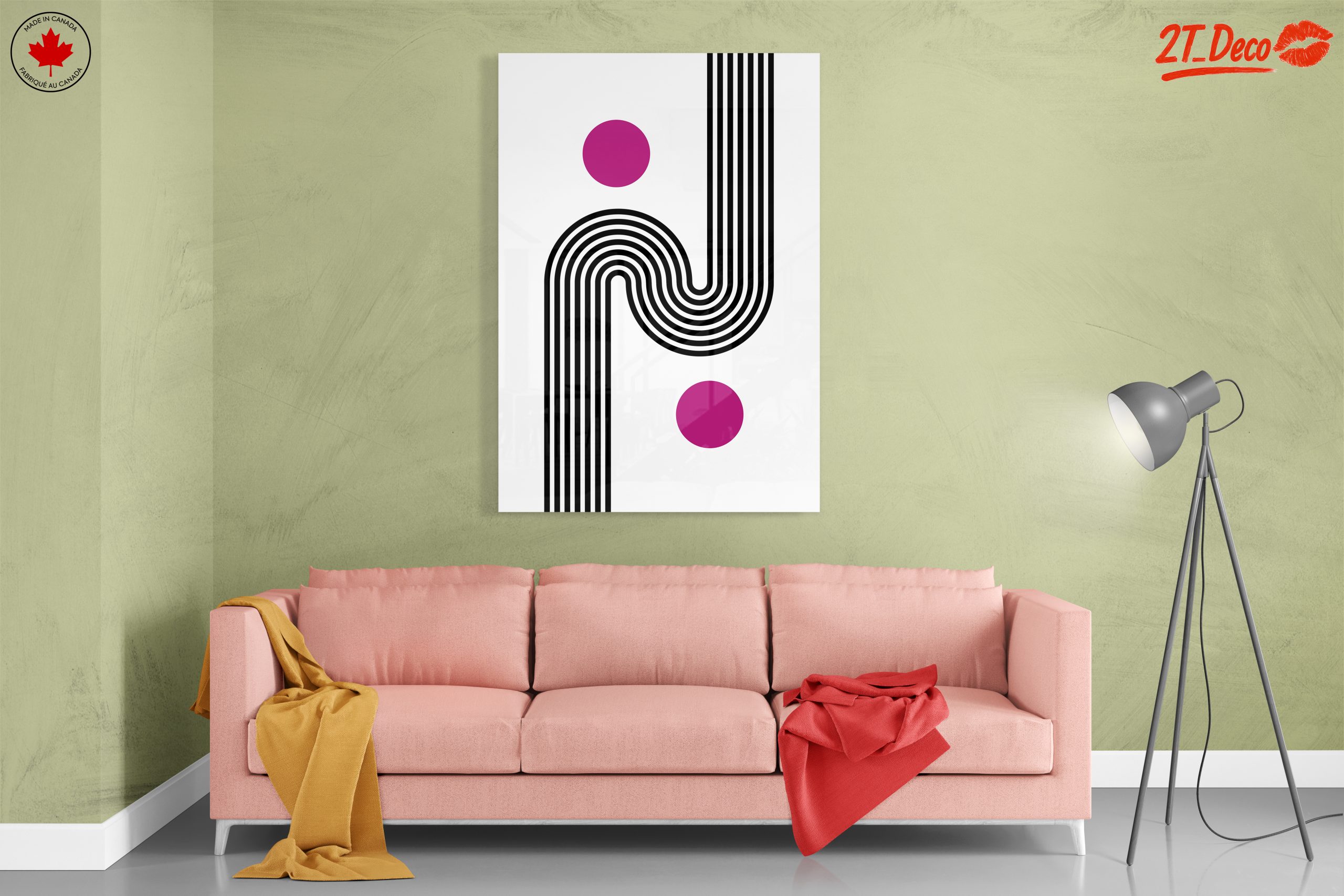 Bold Geometric Abstract Art with Pink Accents - Image 7