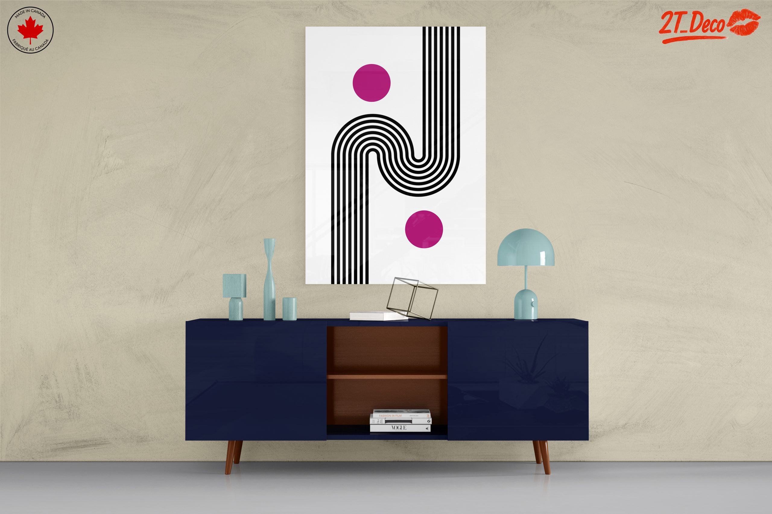 Bold Geometric Abstract Art with Pink Accents - Image 8