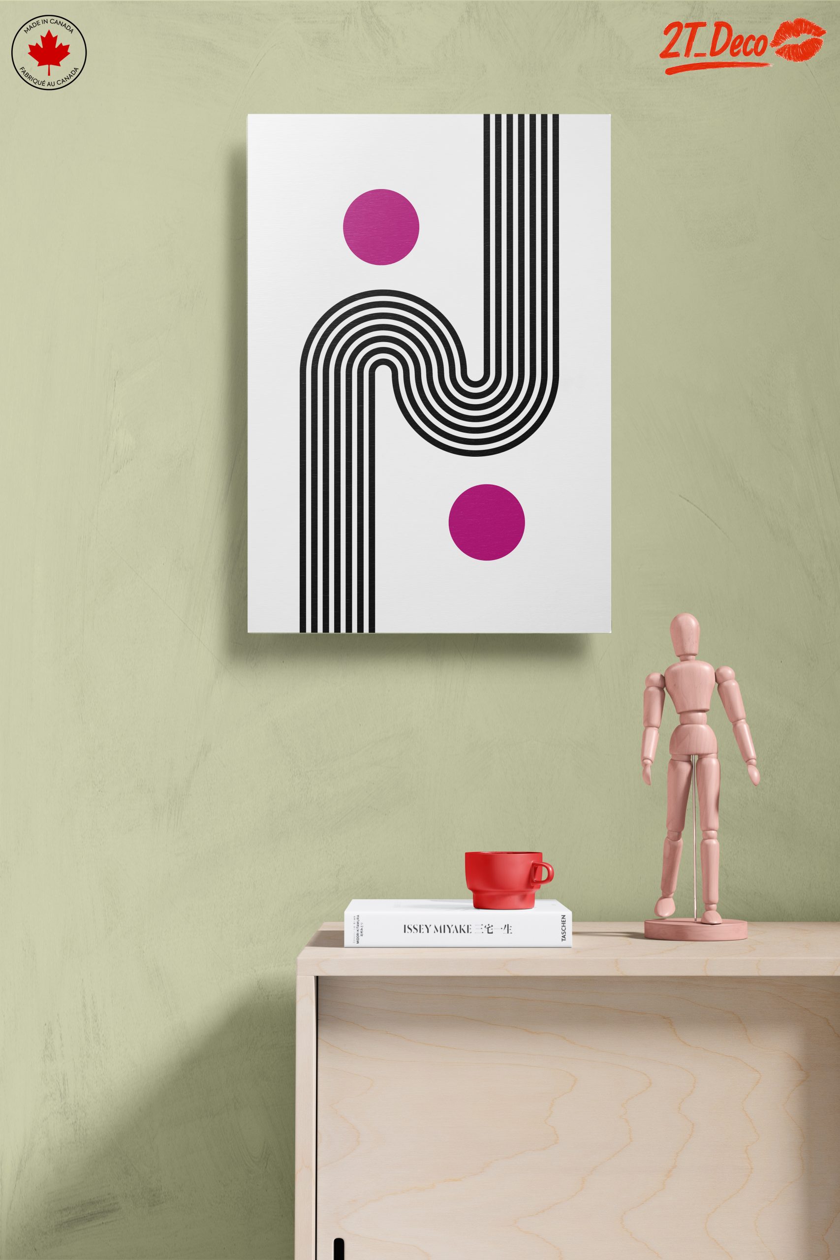 Bold Geometric Abstract Art with Pink Accents - Image 14