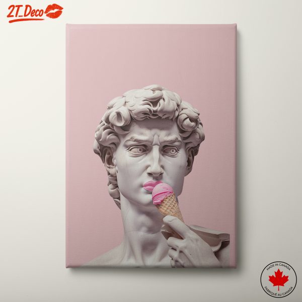 Contemporary Cultural Art Featuring a Marble Statue with Ice Cream