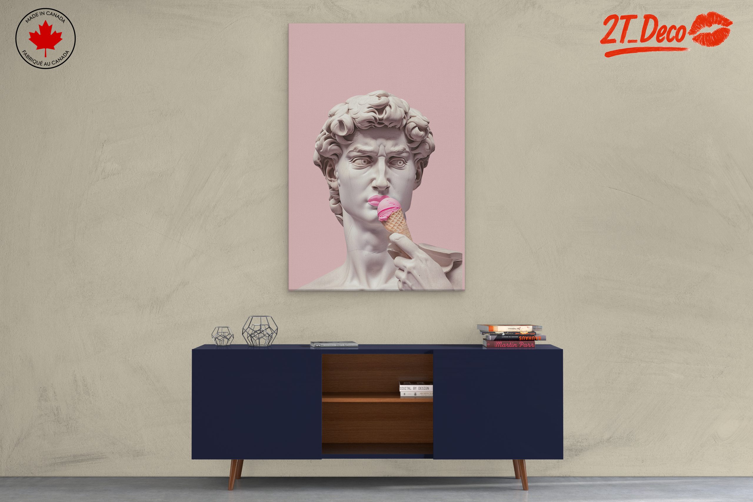 Contemporary Cultural Art Featuring a Marble Statue with Ice Cream - Image 3