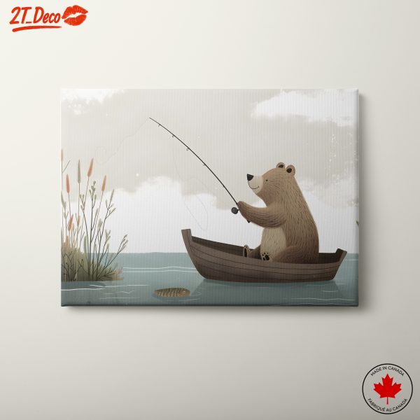 Charming Bear Fishing Wall Art