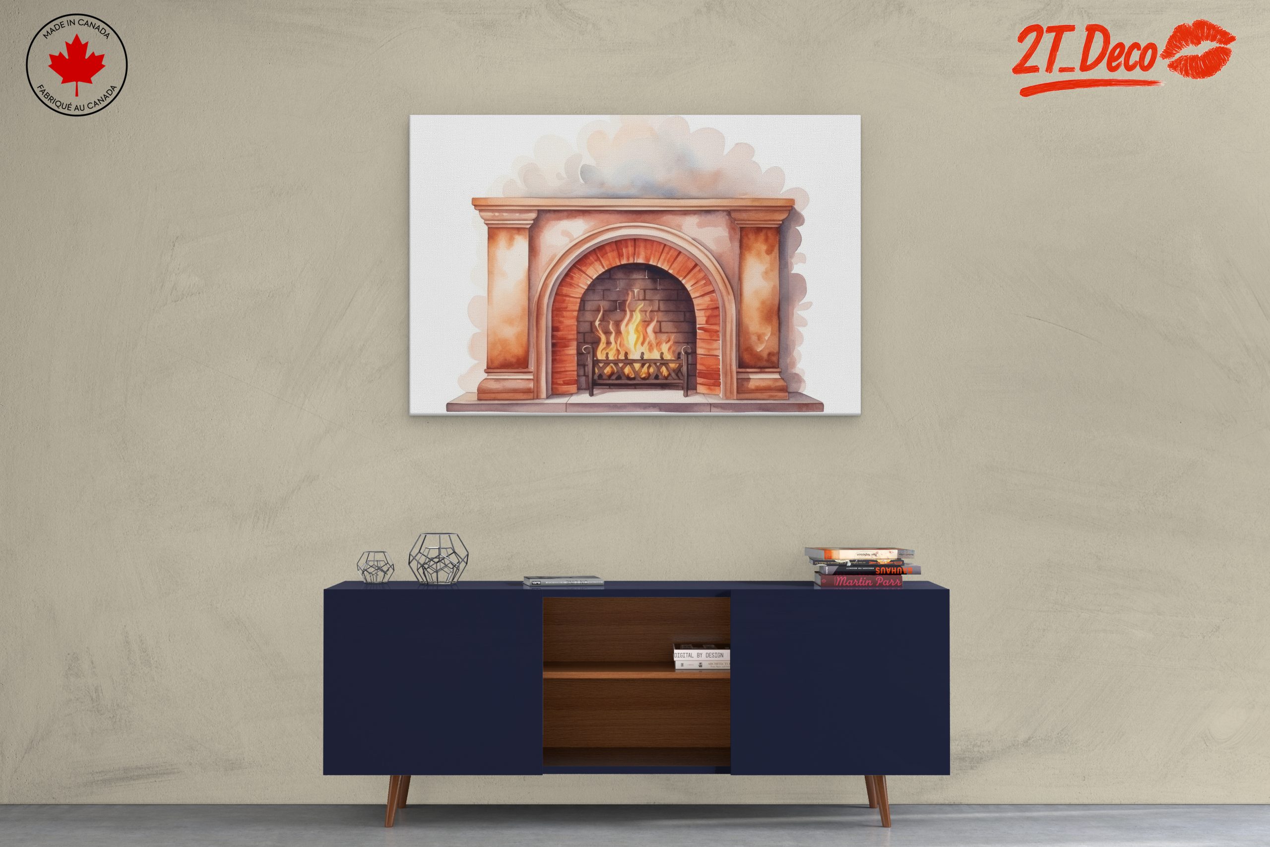 Warm Cozy Fireplace Illustration - Image 3