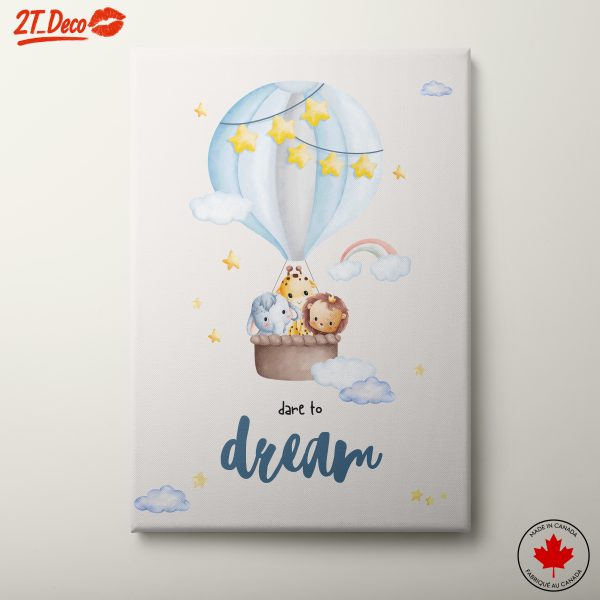 Whimsical Hot Air Balloon with Dreaming Animals