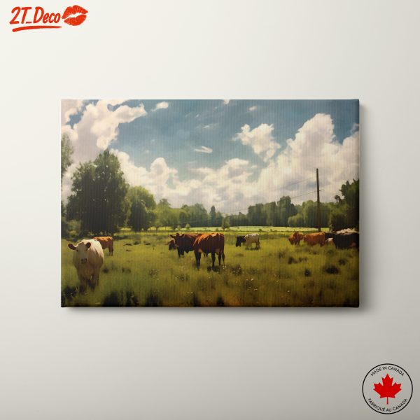 Cows Grazing in a Serene Pasture Landscape
