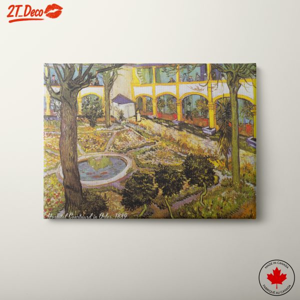 Vibrant Hospital Courtyard Scene by Van Gogh