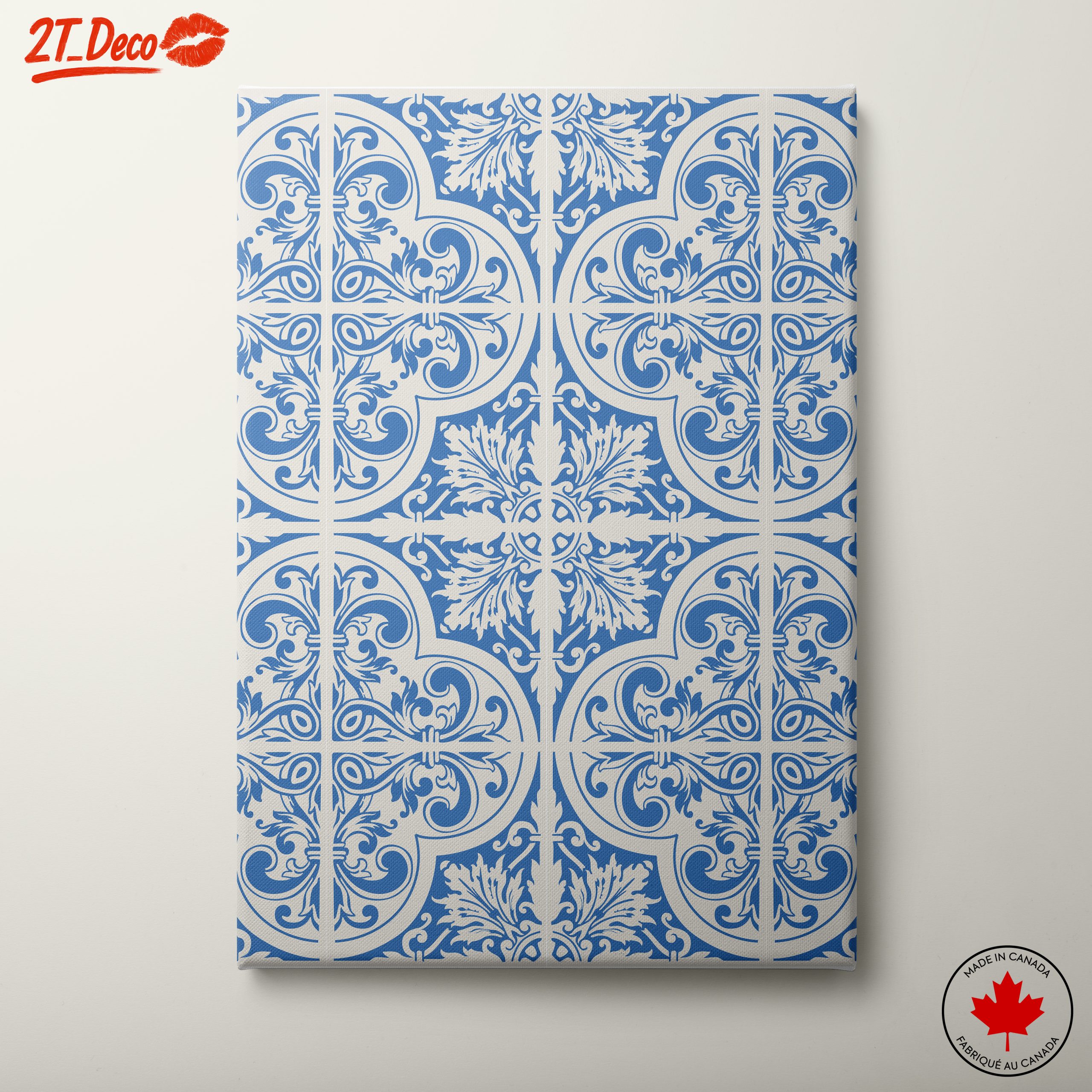 Intricate Floral Pattern in Blue and White