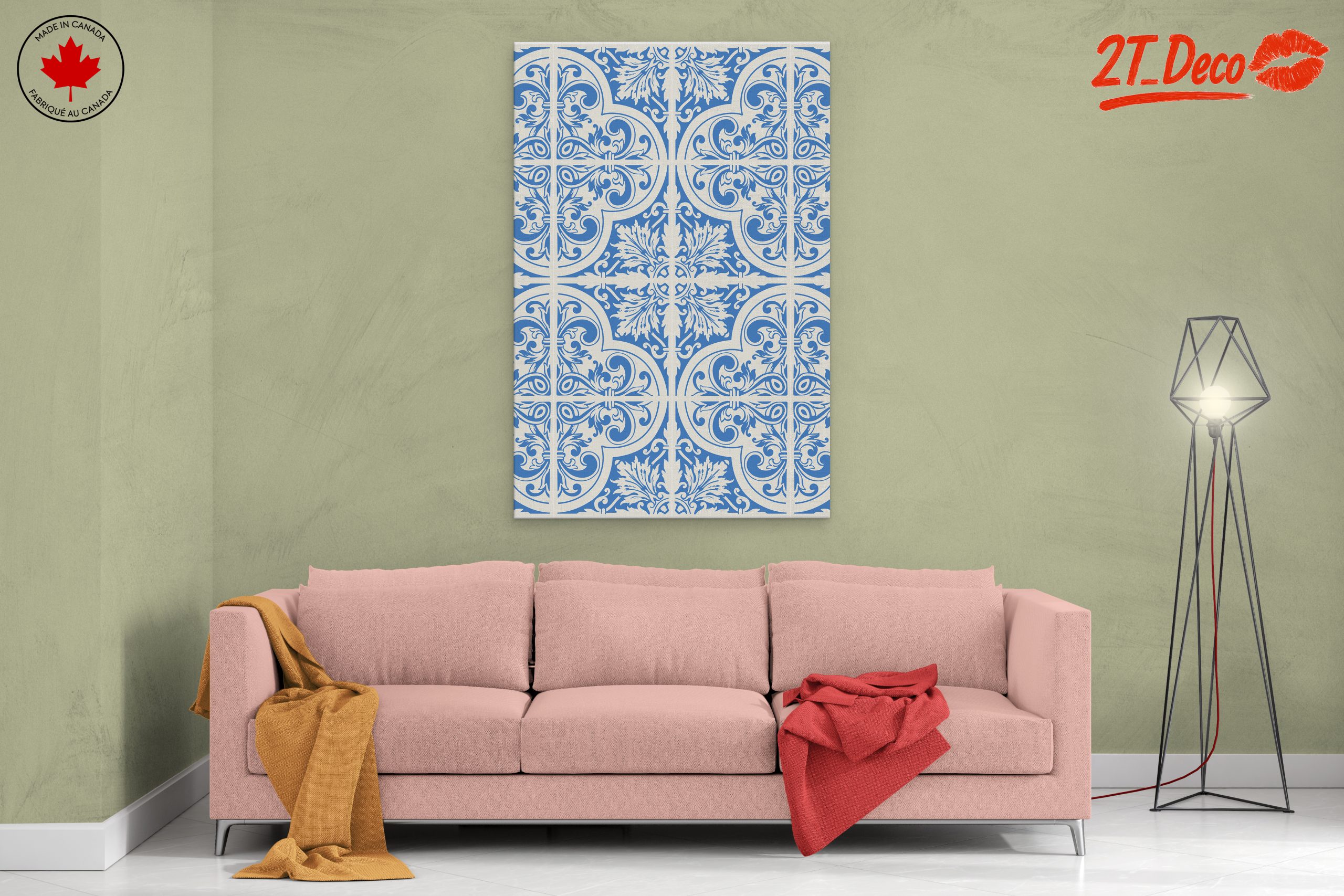 Intricate Floral Pattern in Blue and White - Image 2