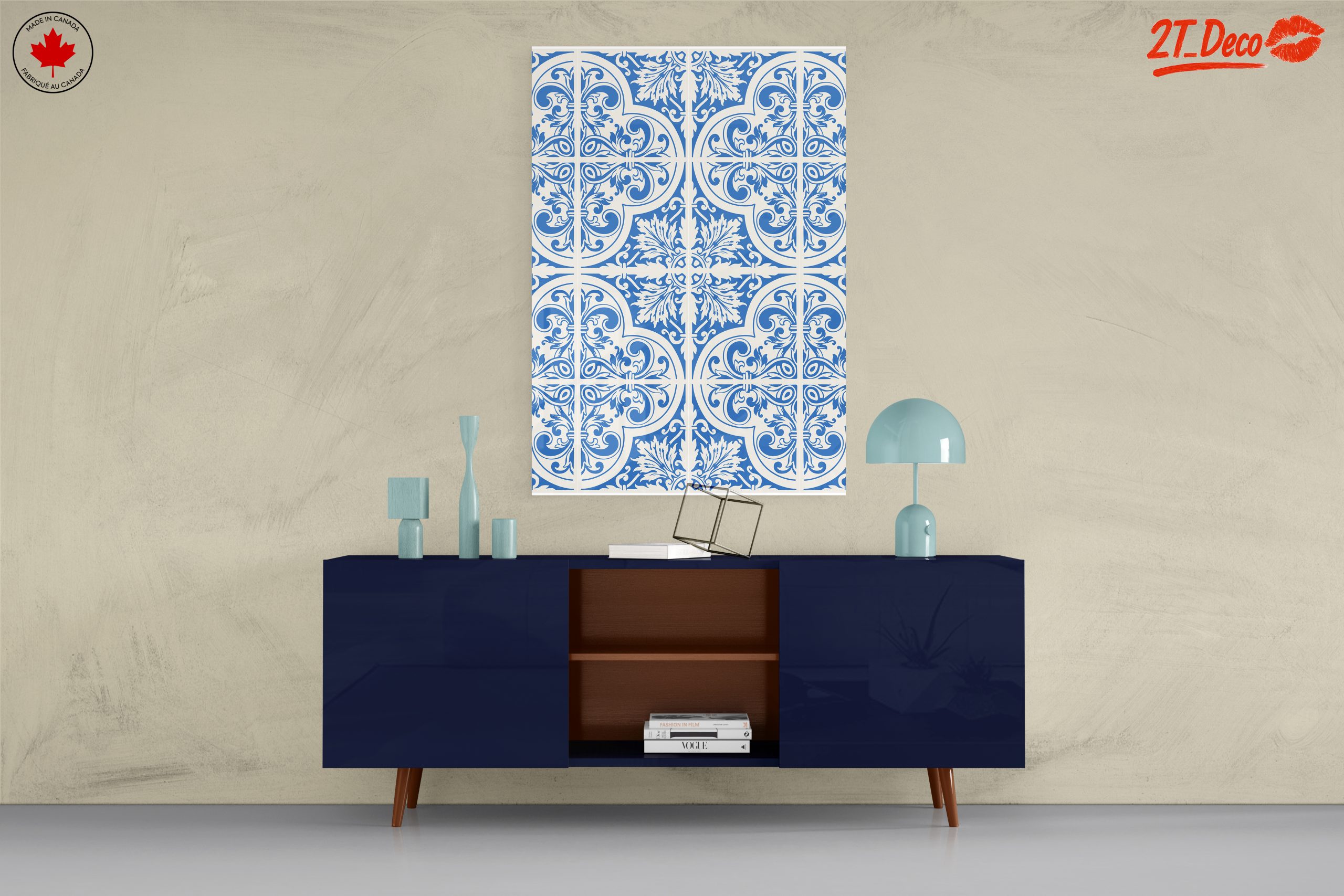 Intricate Floral Pattern in Blue and White - Image 8