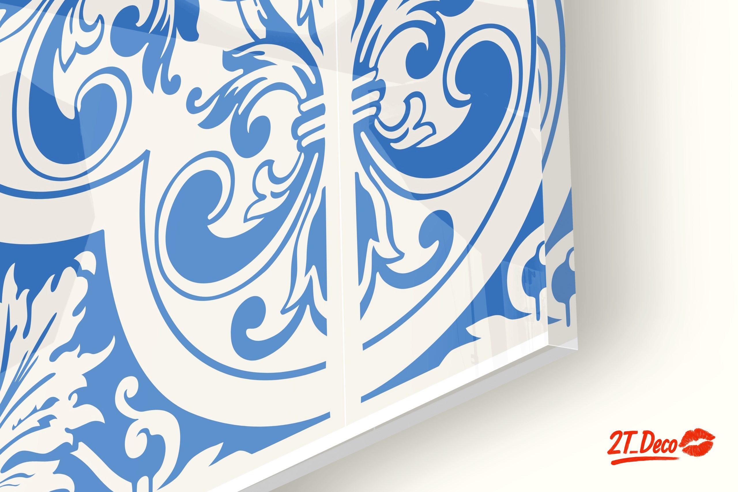 Intricate Floral Pattern in Blue and White - Image 9