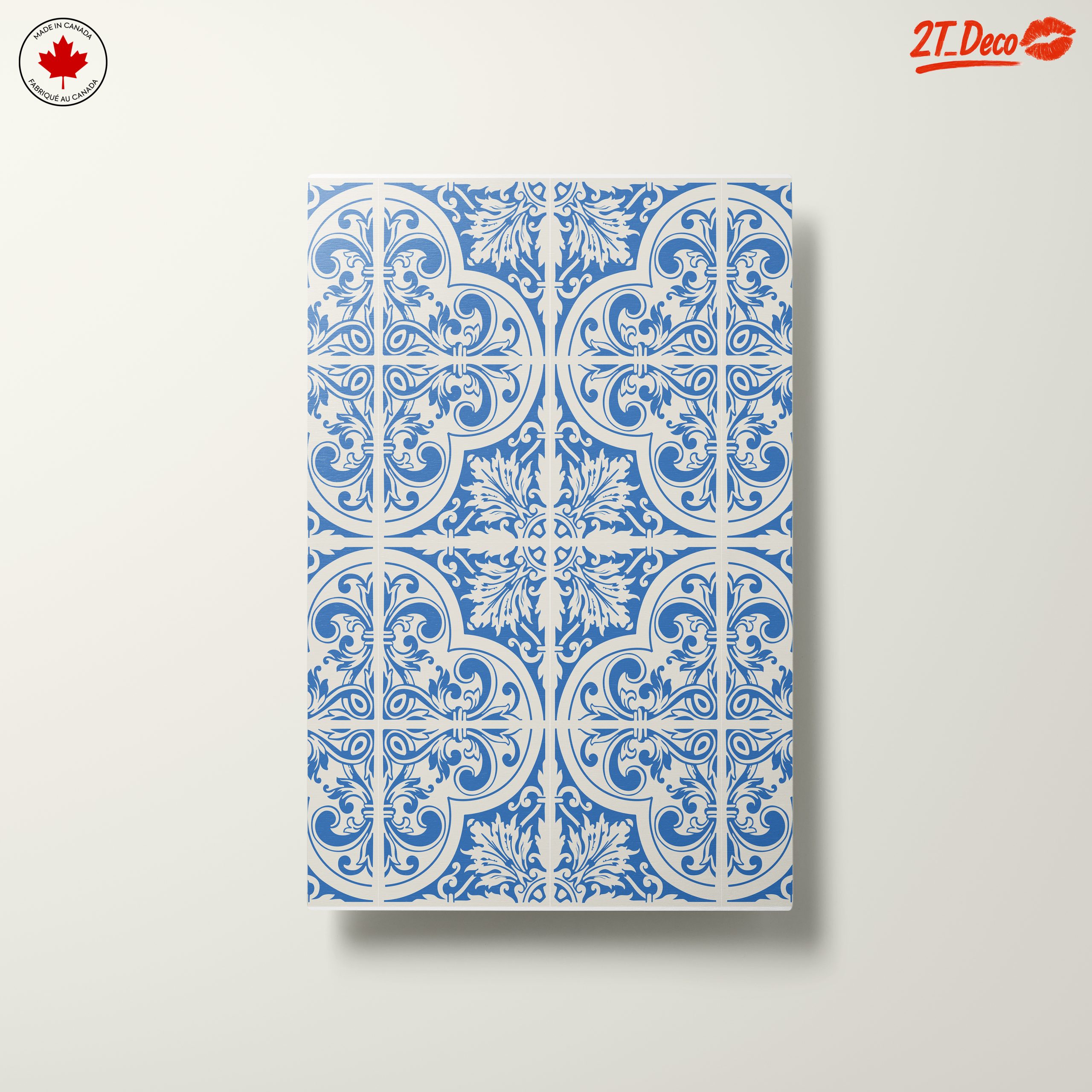 Intricate Floral Pattern in Blue and White - Image 10