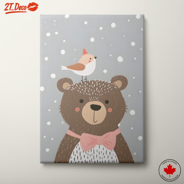 Whimsical Bear and Bird Illustration