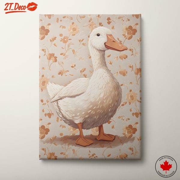Adorable Duck Illustration on Floral Background
