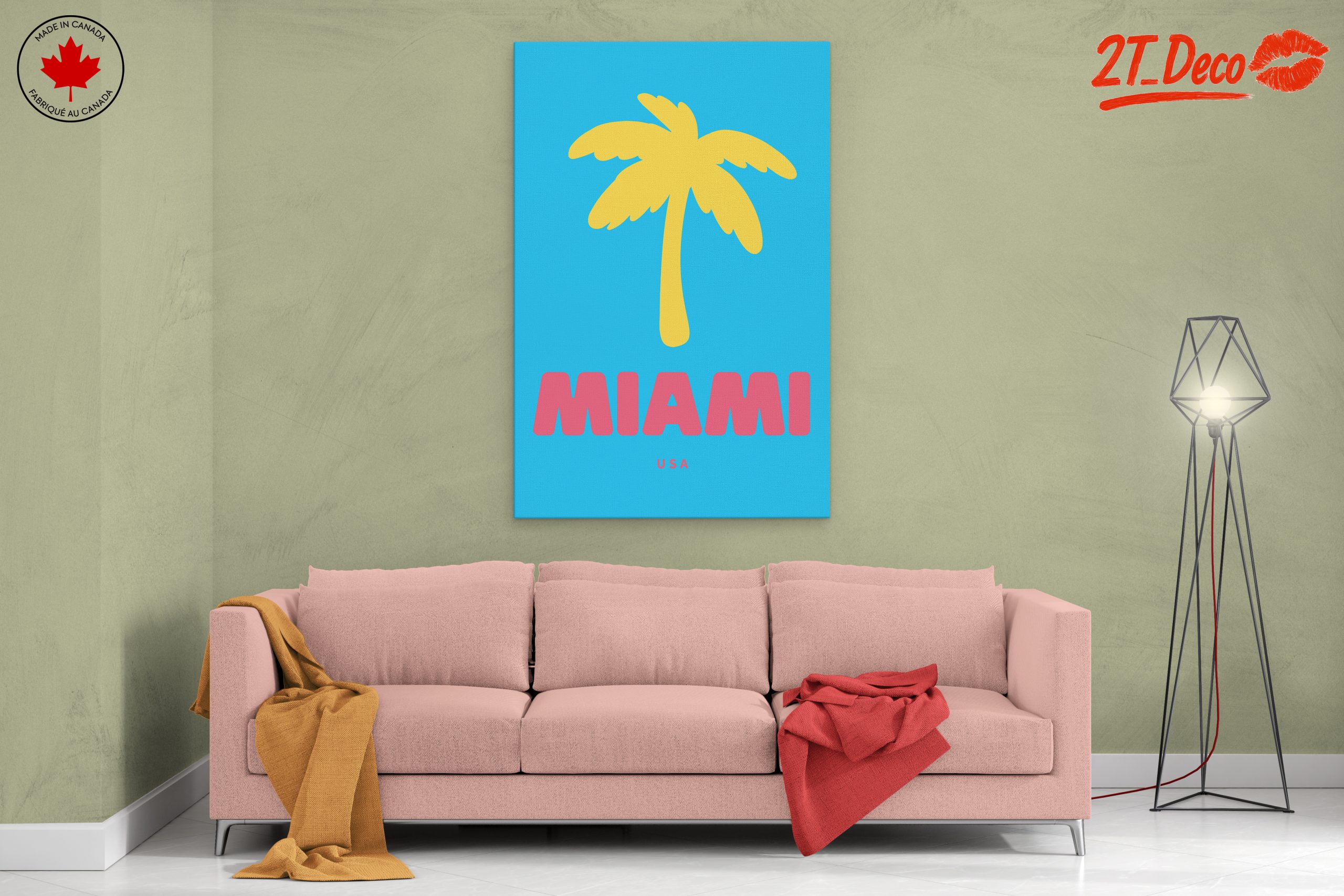 Vibrant Miami Palm Tree Art - Image 2