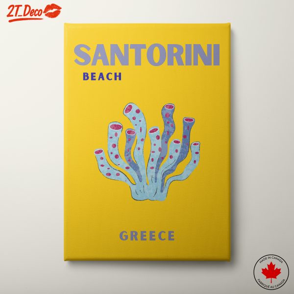 Stylized Santorini Beach Scene Art