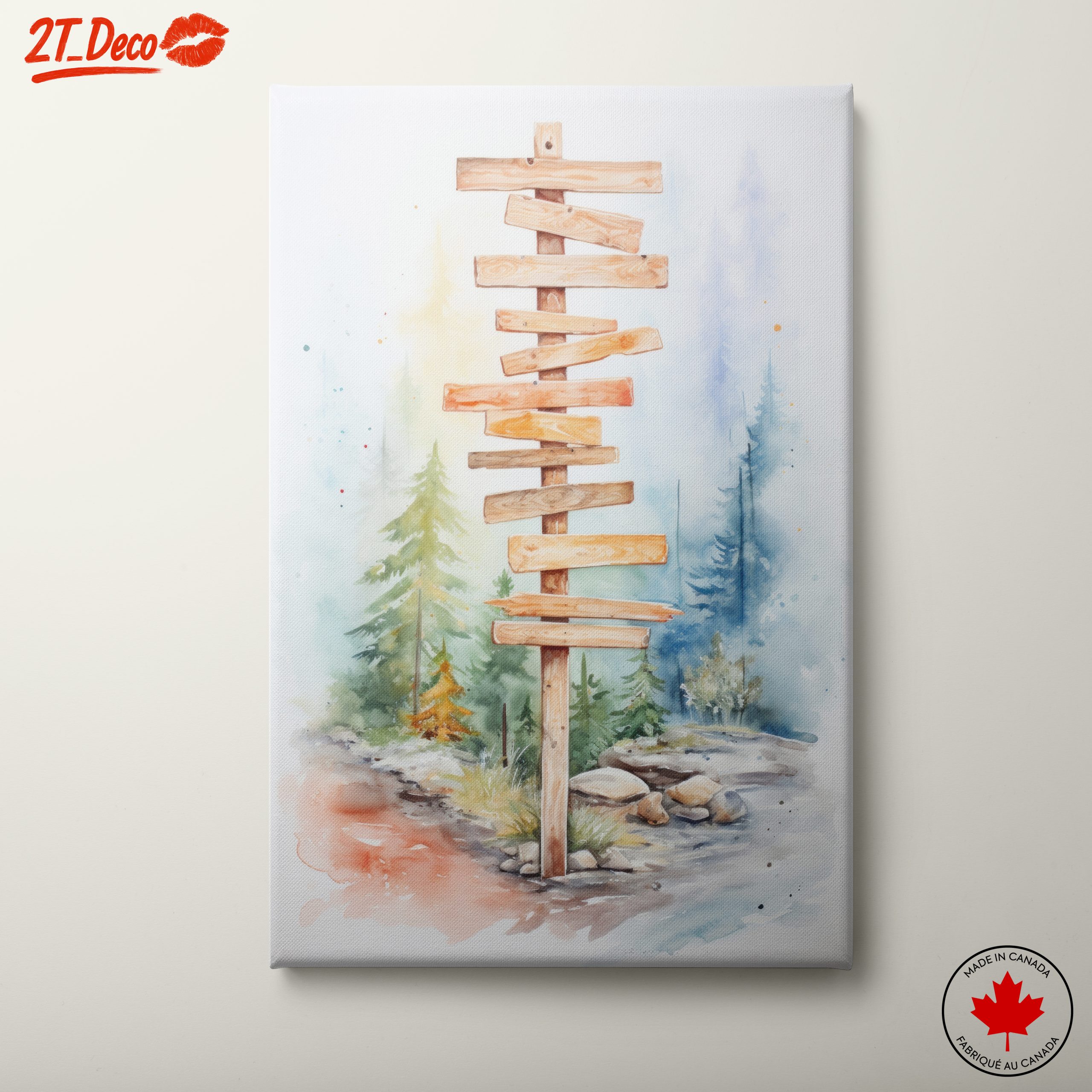 Wooden Signpost in Serene Forest
