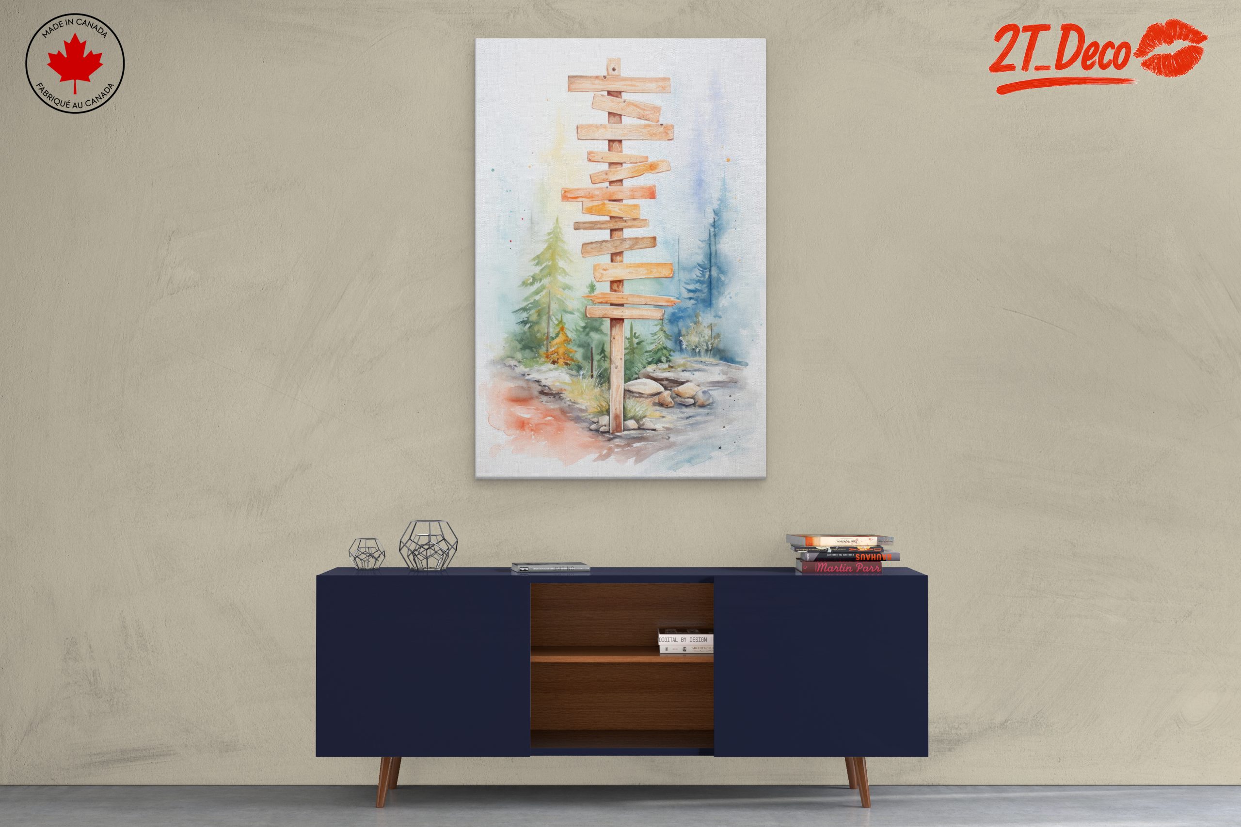 Wooden Signpost in Serene Forest - Image 3