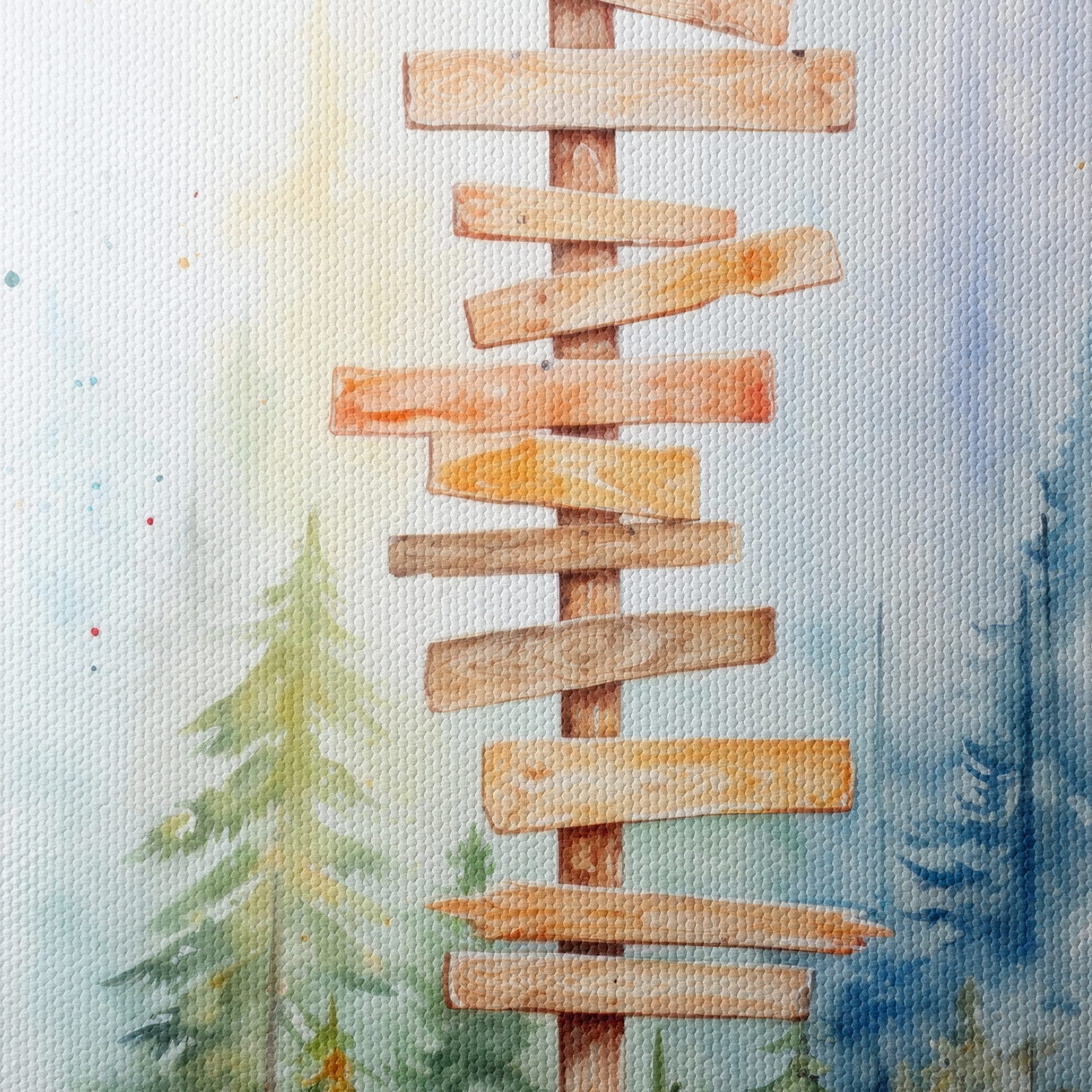 Wooden Signpost in Serene Forest - Image 4