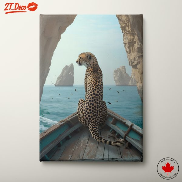 Leopard On A Boat In Serene Waters